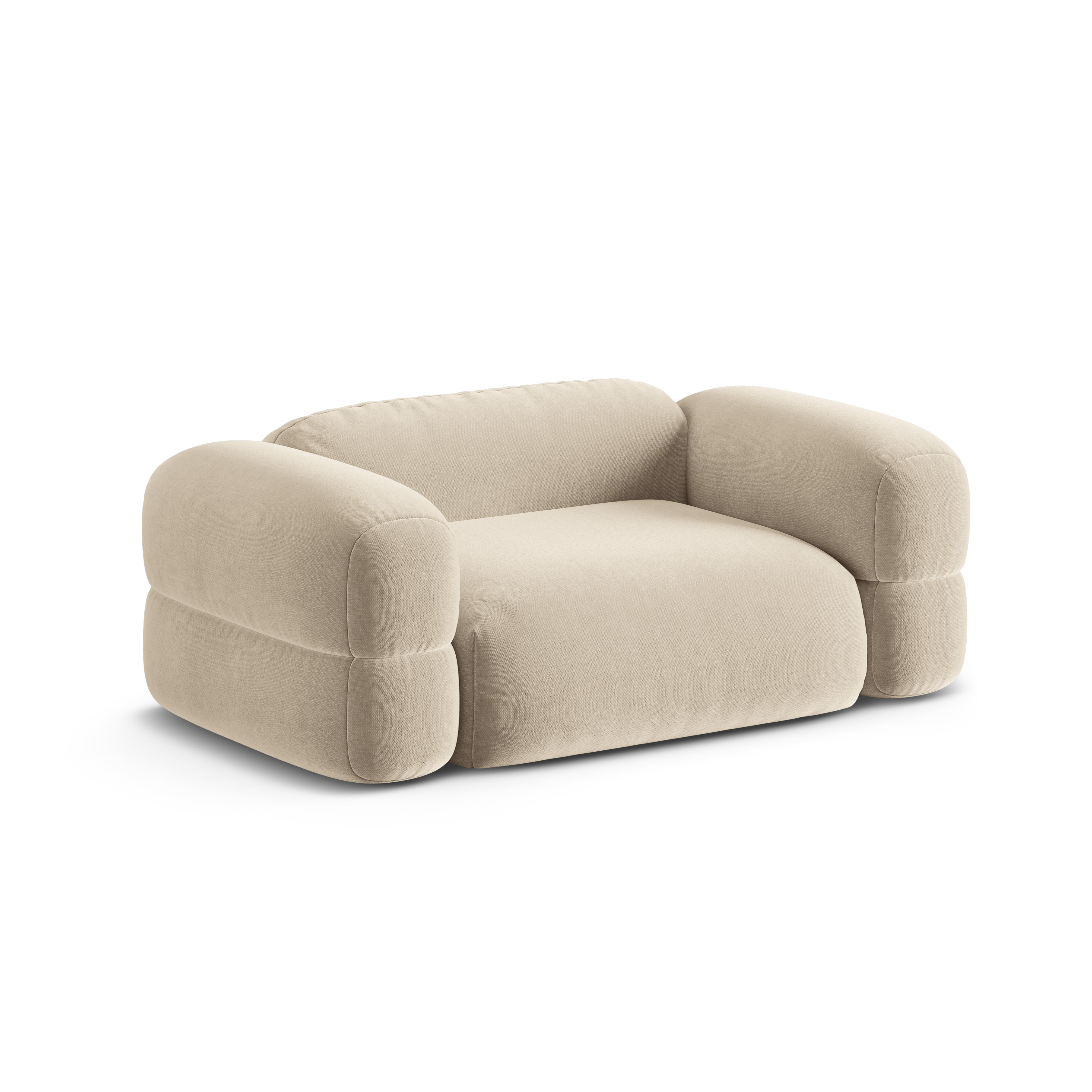 Sofa aksamitna 2-osobowa ROGER jasnobeżowy