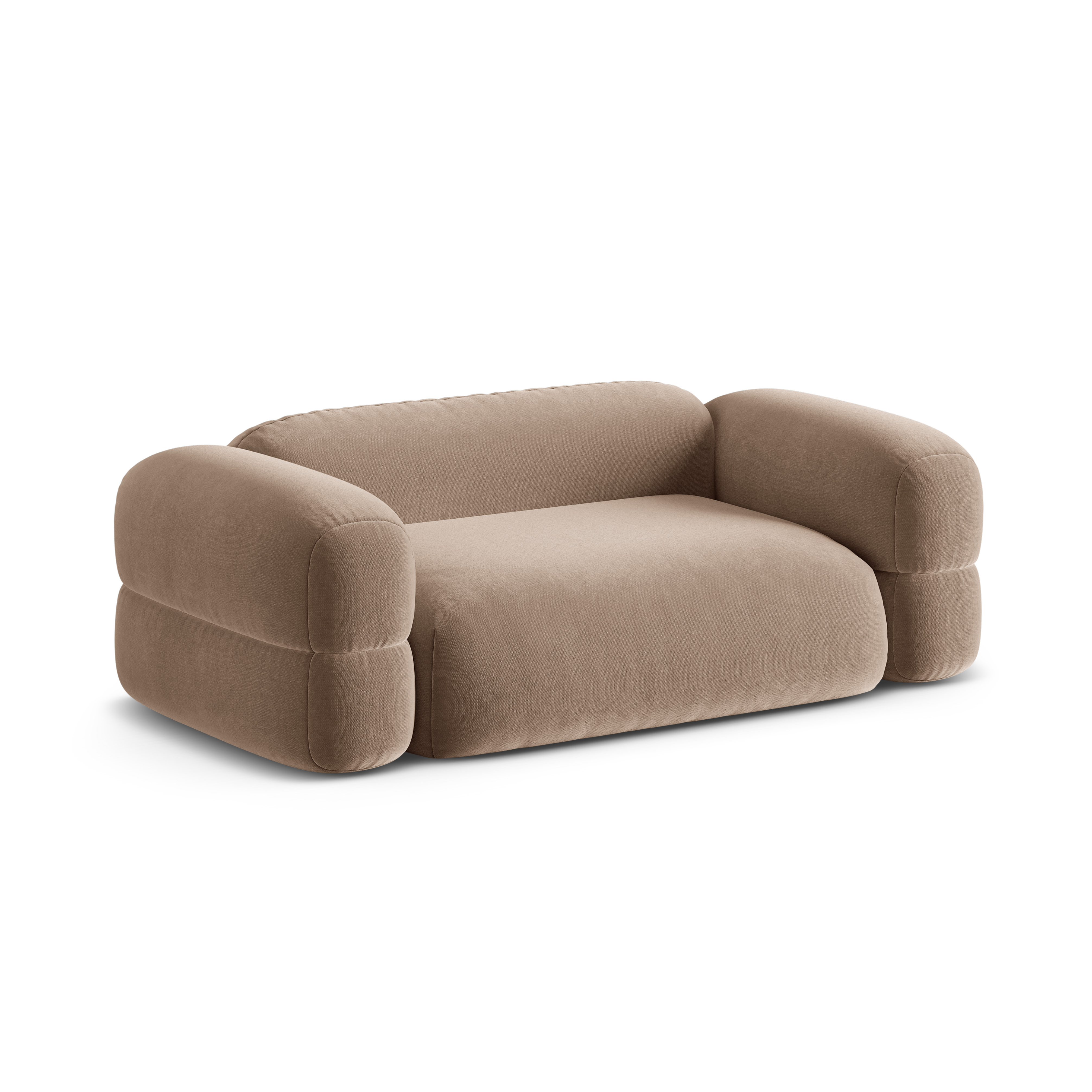 Sofa aksamitna 3-osobowa ROGER ciemnobeżowy