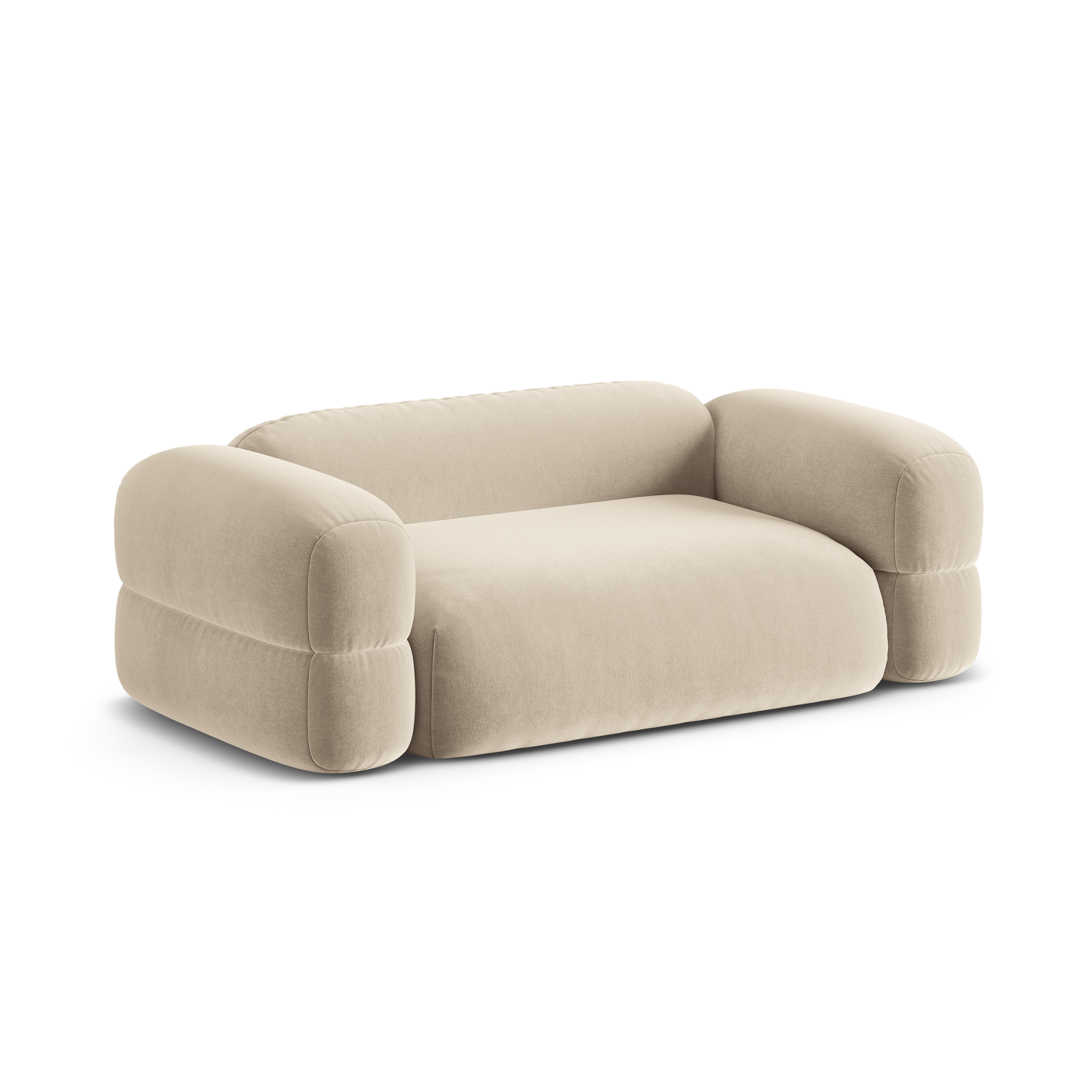 Sofa aksamitna 3-osobowa ROGER jasnobeżowy