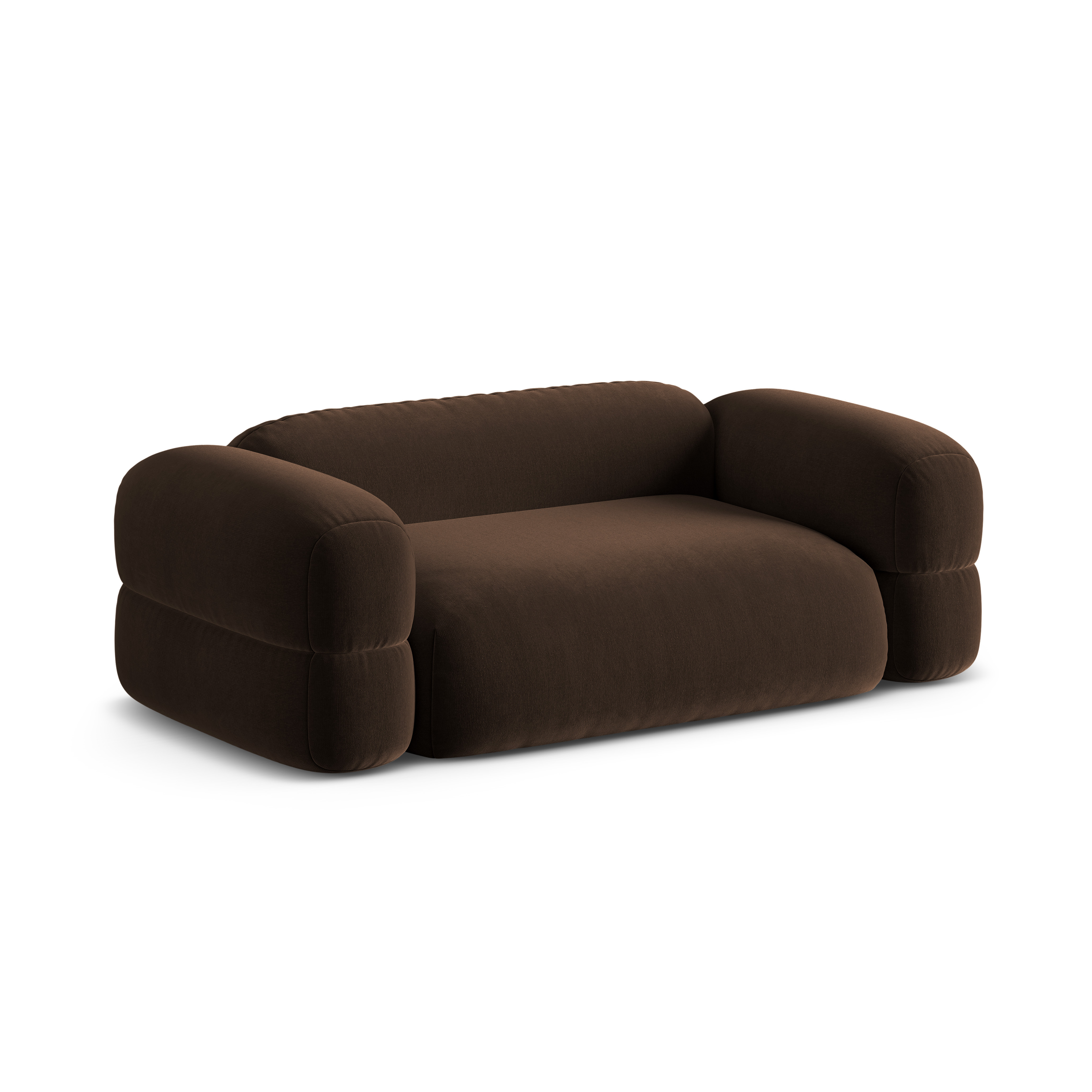 Sofa aksamitna 3-osobowa ROGER czekoladowy