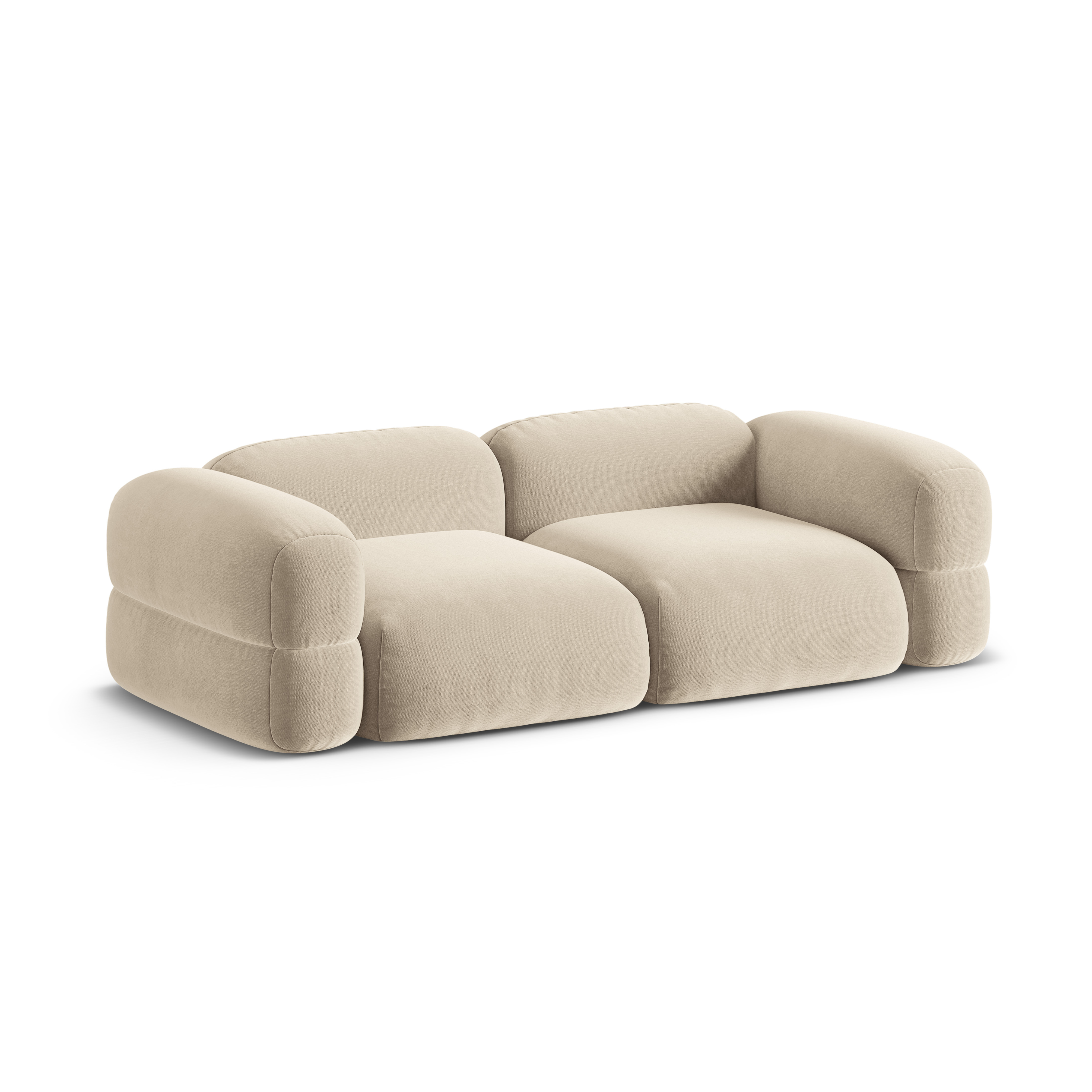 Sofa aksamitna 4-osobowa ROGER jasnobeżowy