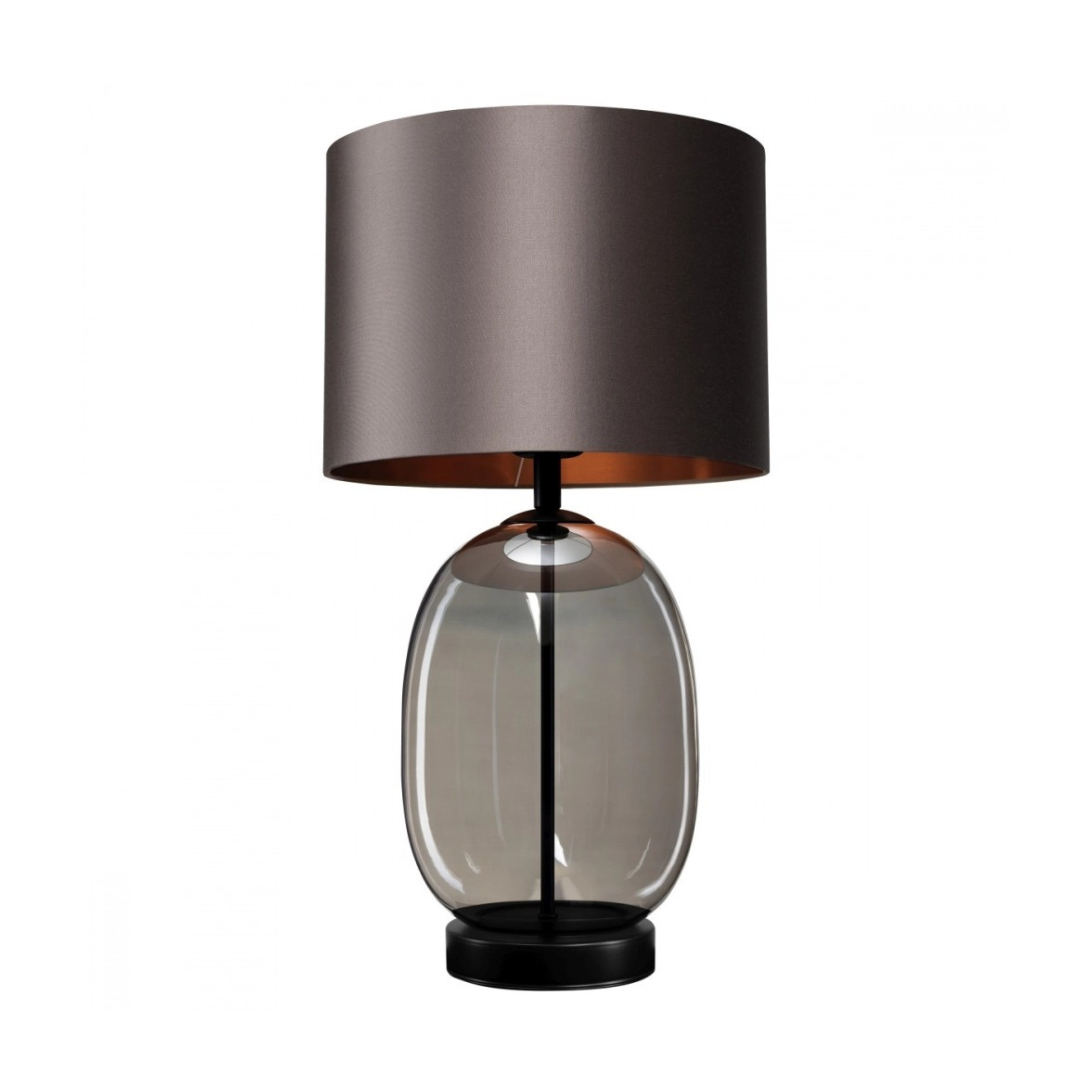 Tischlampe SALVADOR rauchiges Glas mit graphitfarbener Schirm und schwarzer Ausführung