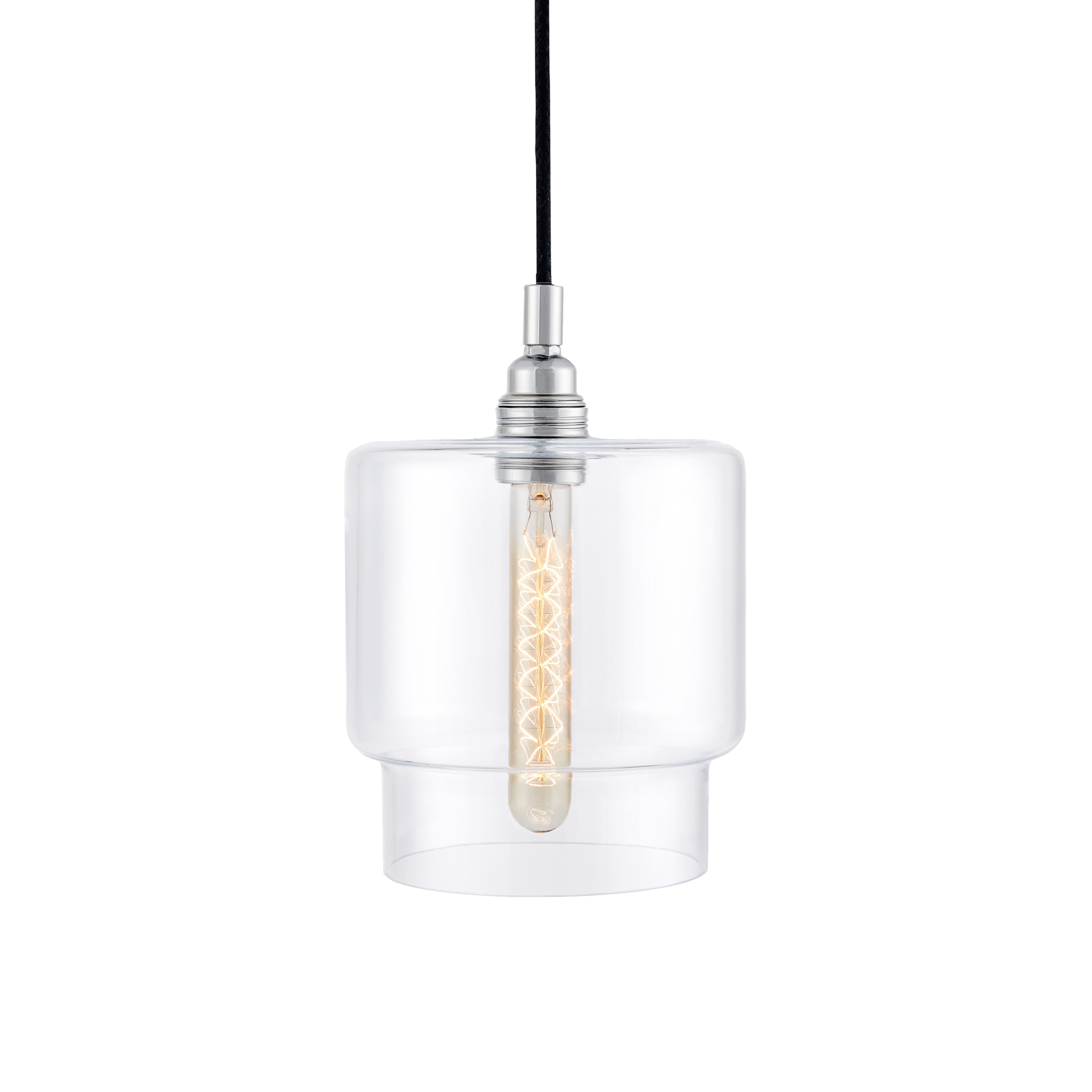 LONGIS IV transparent pendant lamp with shiny chrome