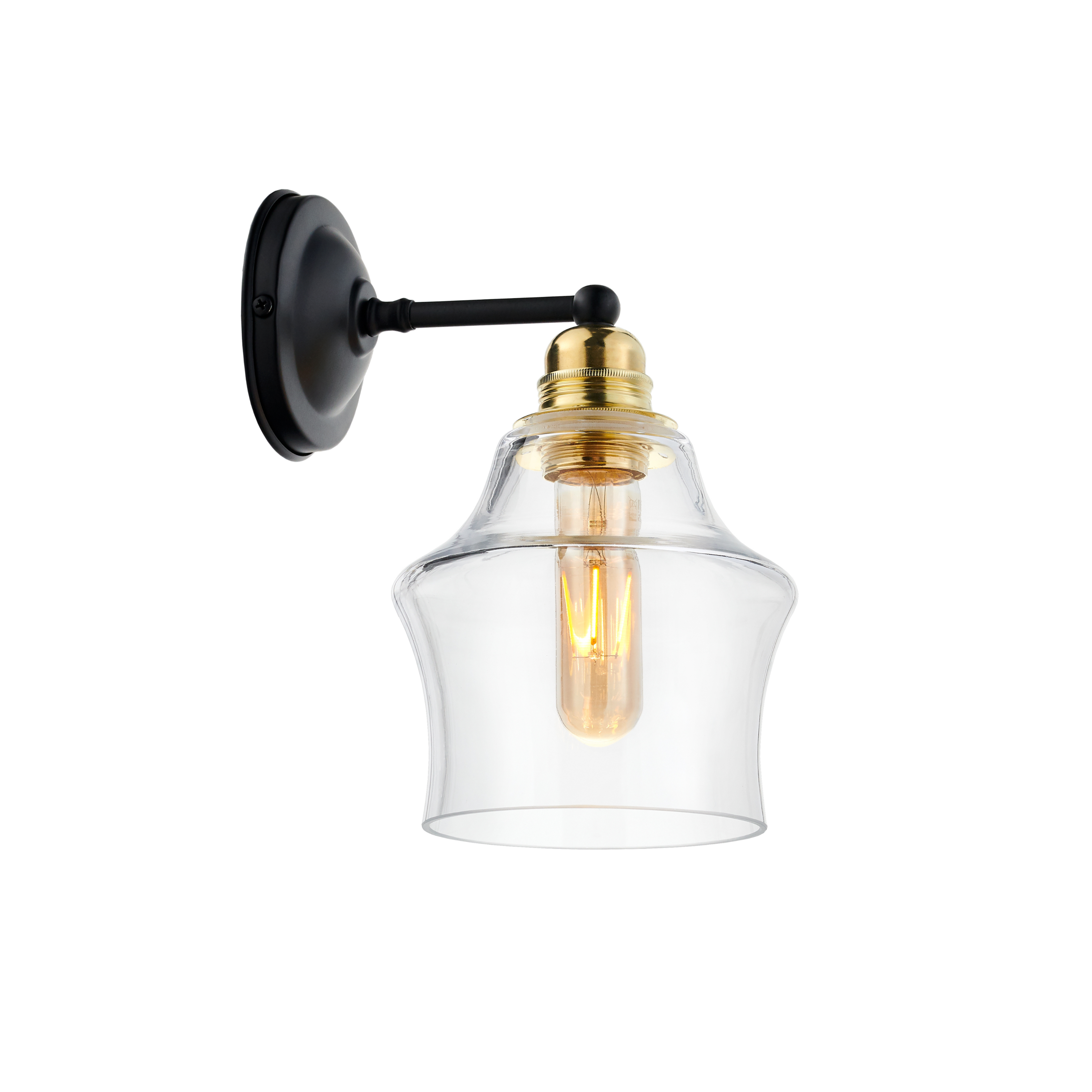Wandleuchte LONGIS II transparent mit Schwarz und Gold
