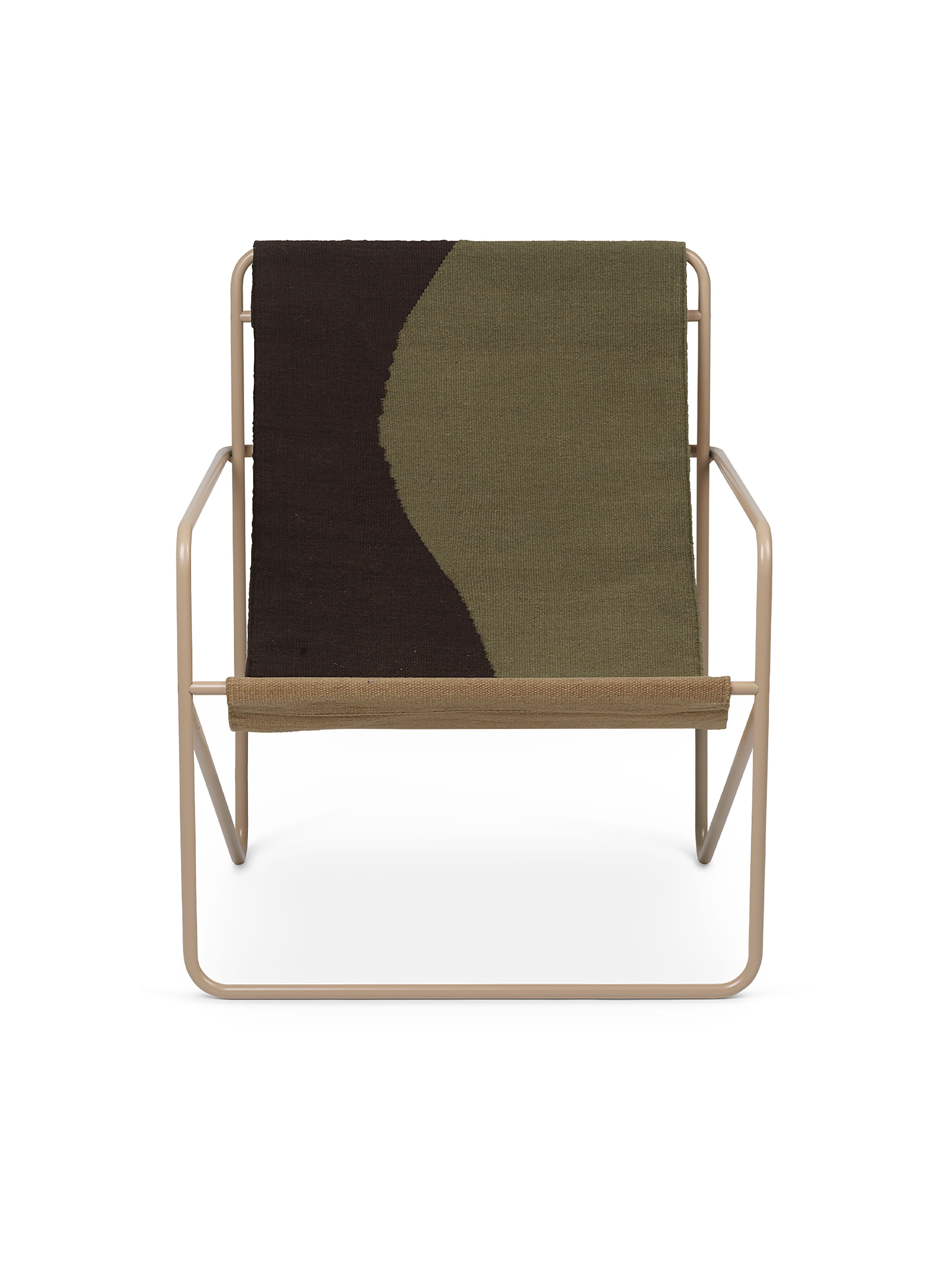 DESERT olive-green garden armchair with a beige base