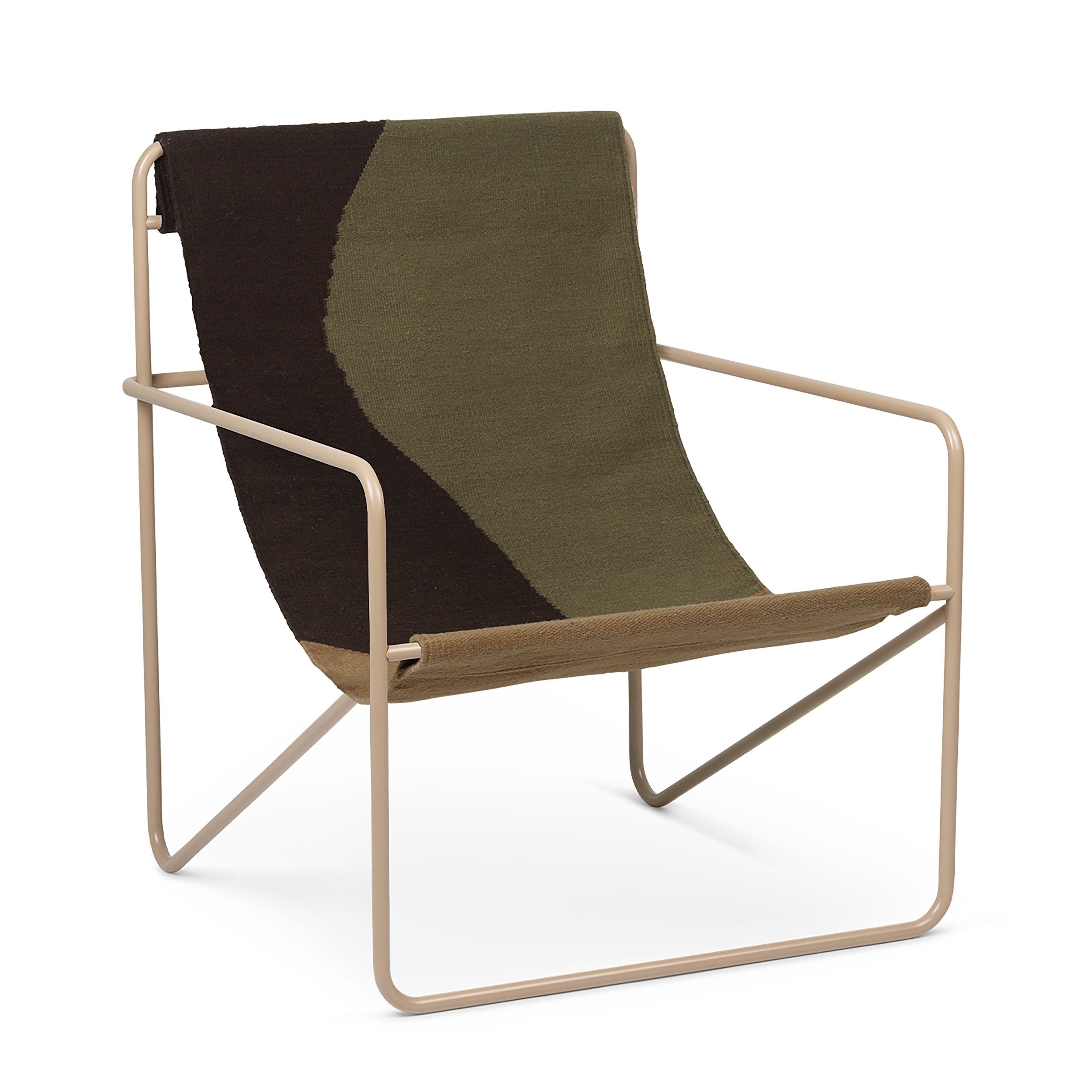 DESERT olive-green garden armchair with a beige base