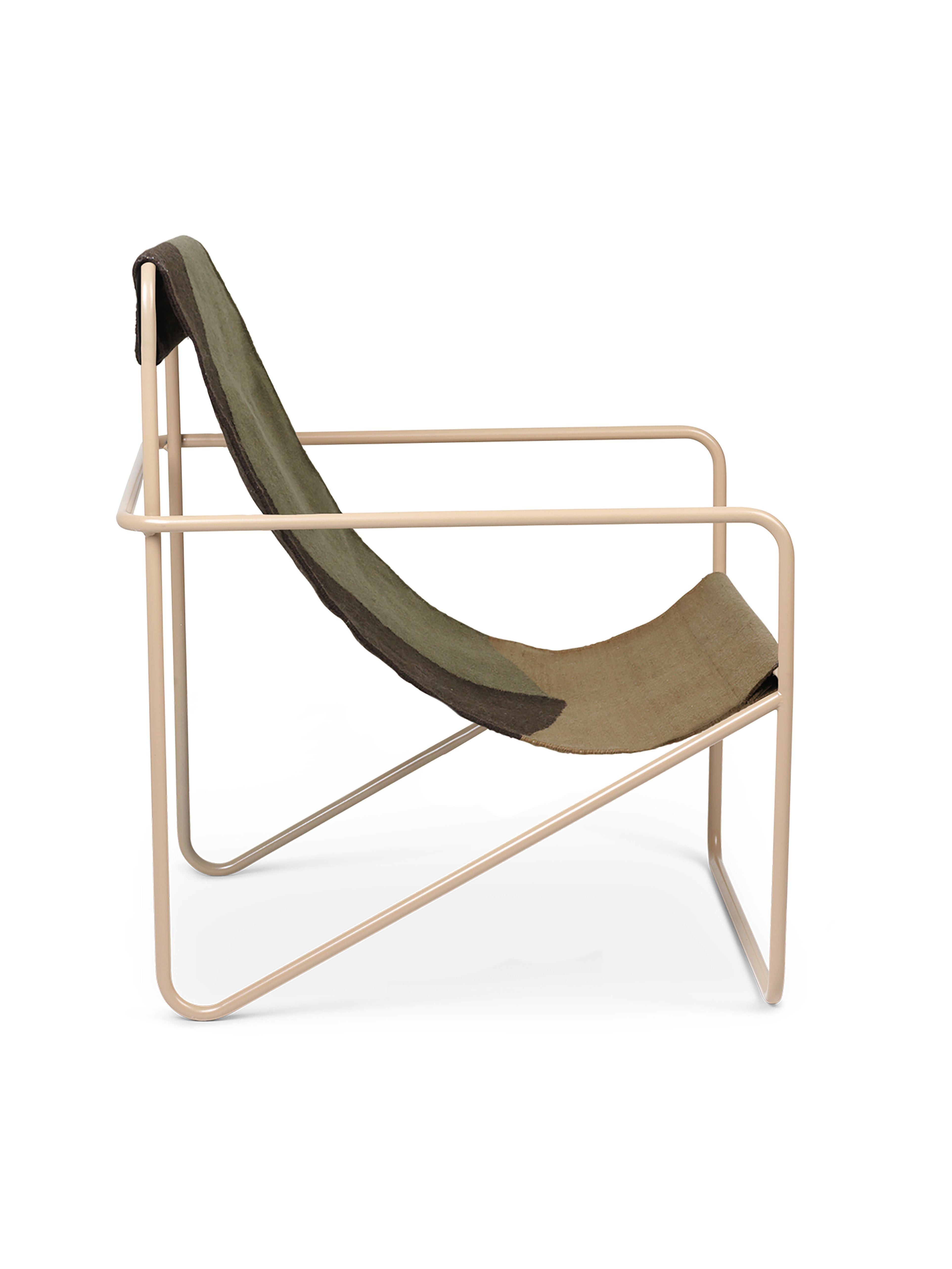 DESERT olive-green garden armchair with a beige base