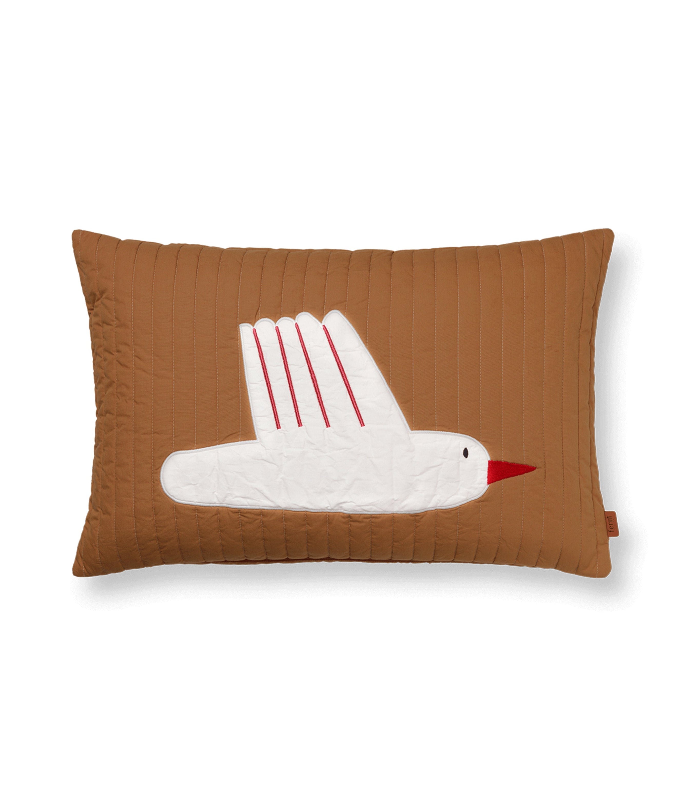 Poduszka pikowana BIRD QUILTED jasnobrązowy z białym