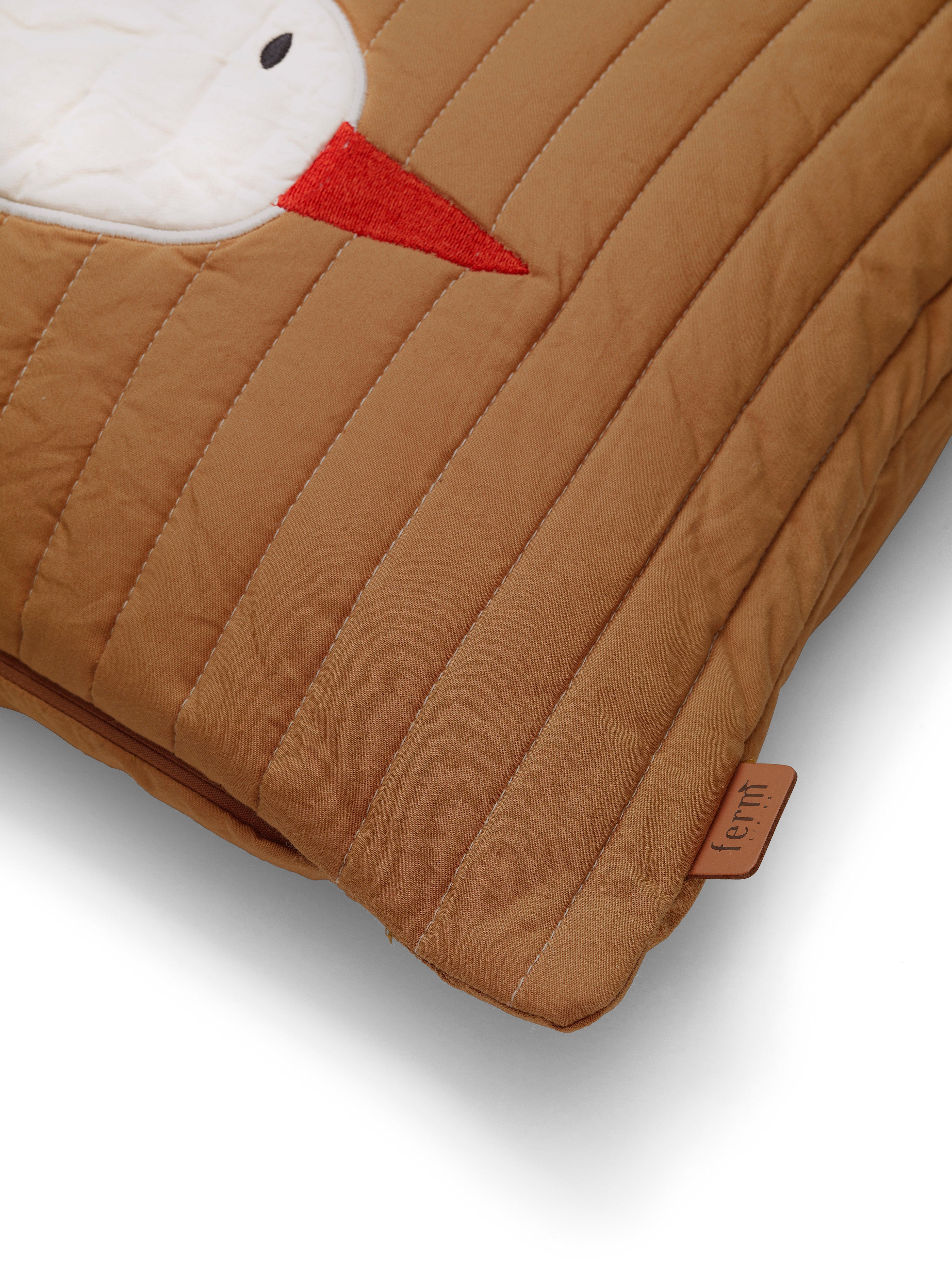 Poduszka pikowana BIRD QUILTED jasnobrązowy z białym