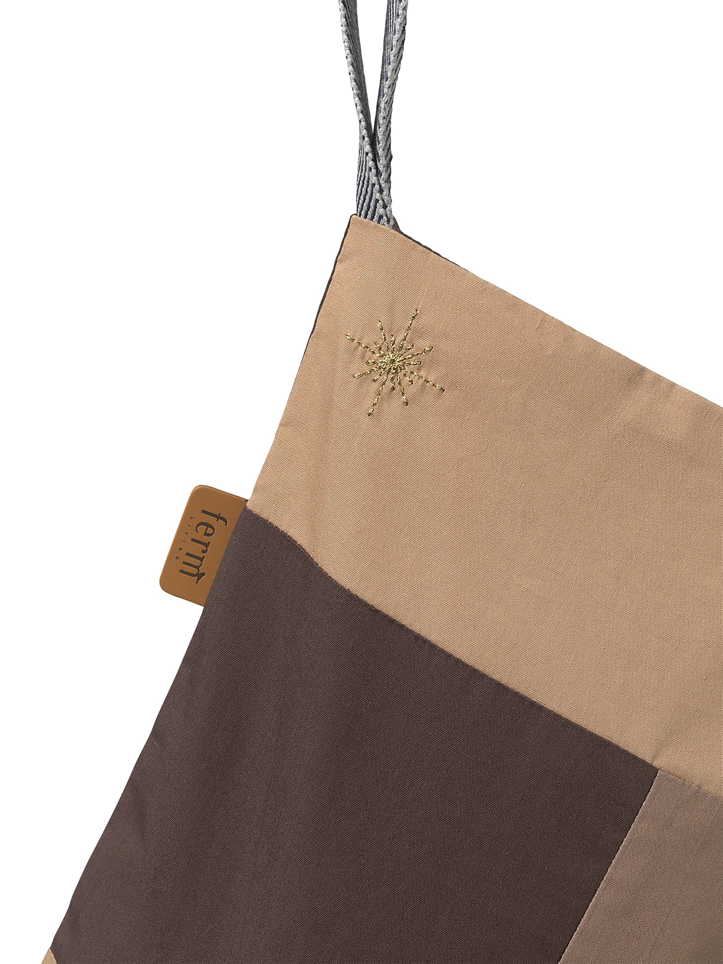 Skarpeta na prezenty PATCHWORK CHRISTMAS STOCKING beżowy z brązowym