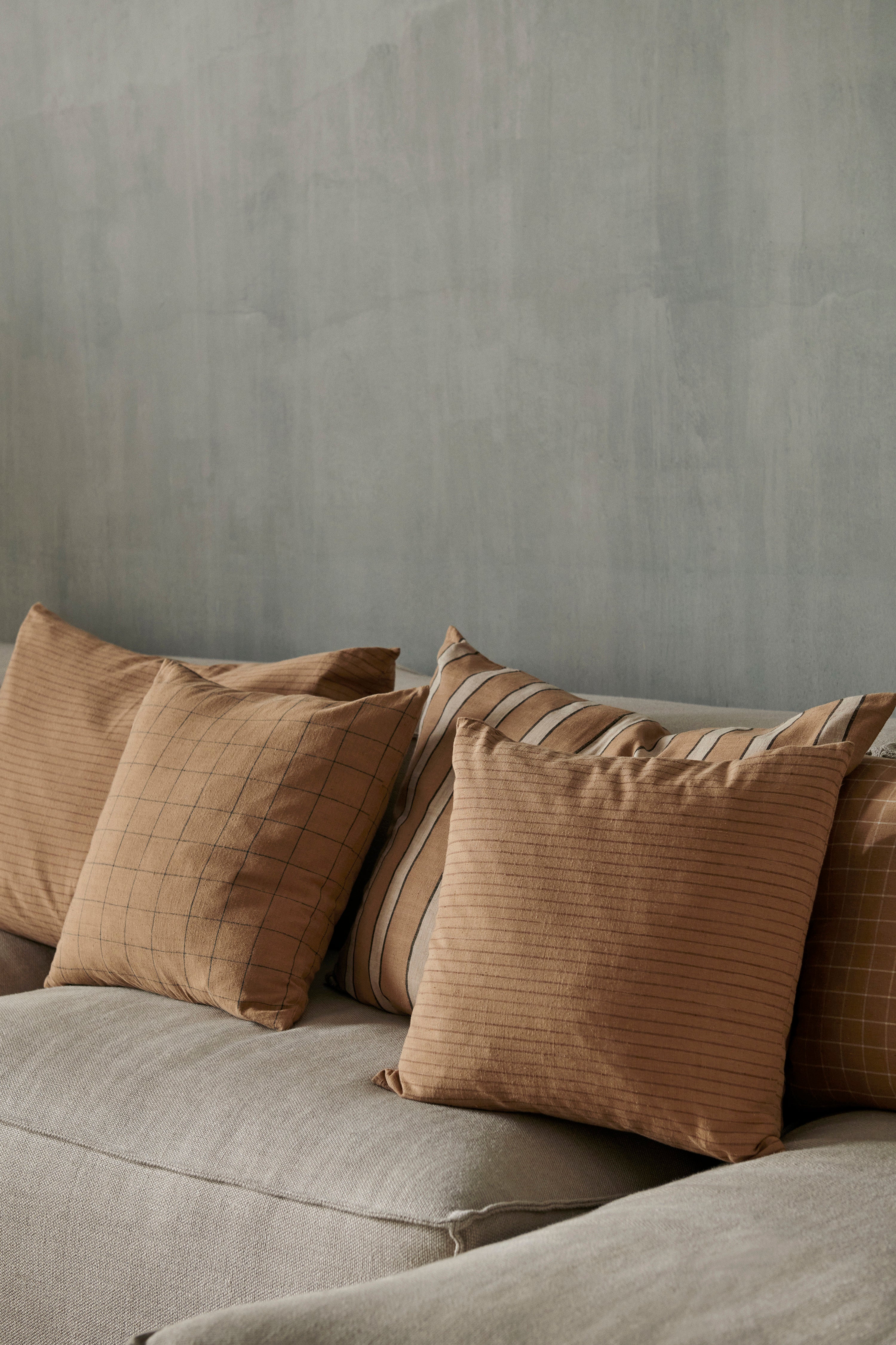 Dekokissen BROWN COTTON GRID braunes Karomuster
