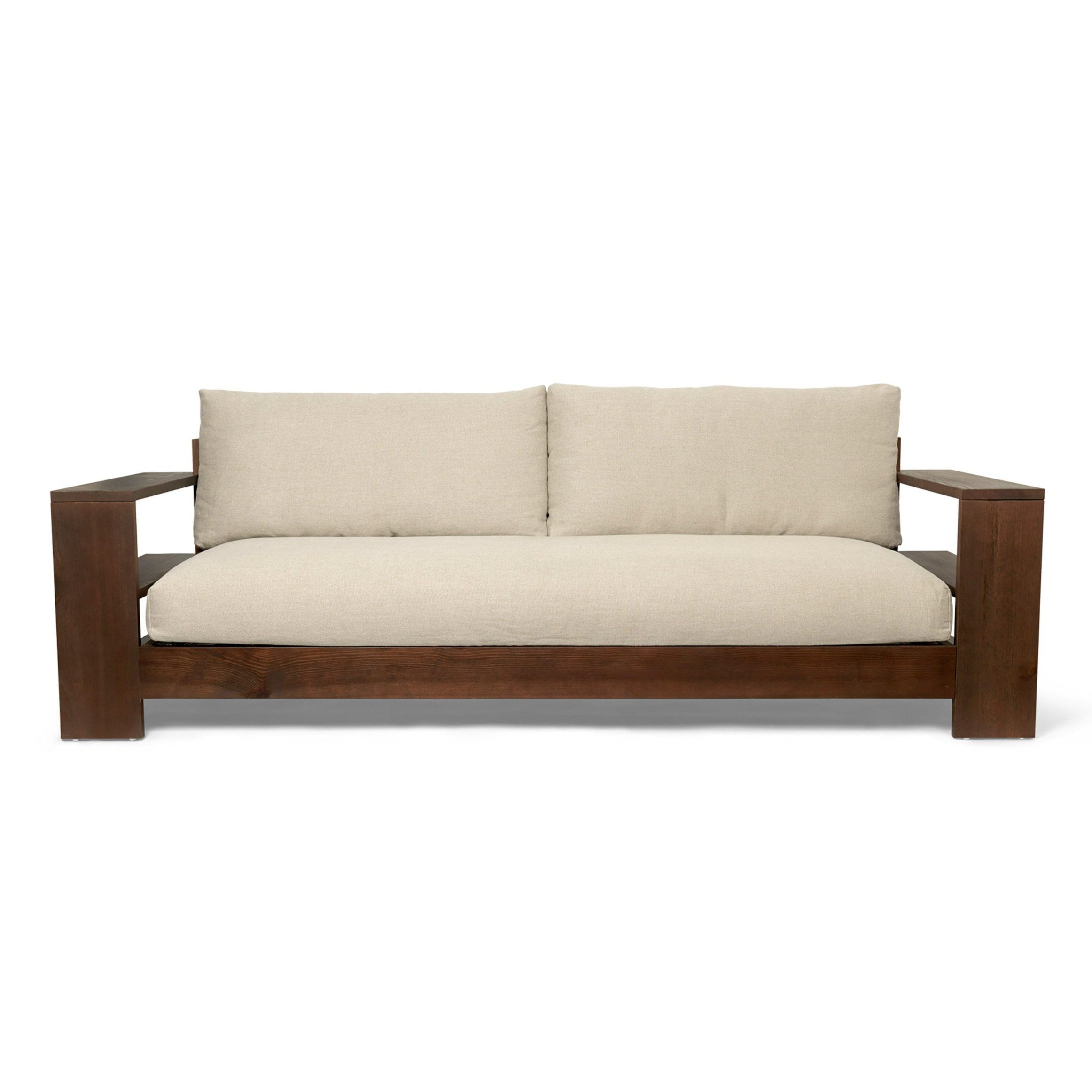 Sofa EDRE beżowy z ciemnobrązową drewnianą podstawą