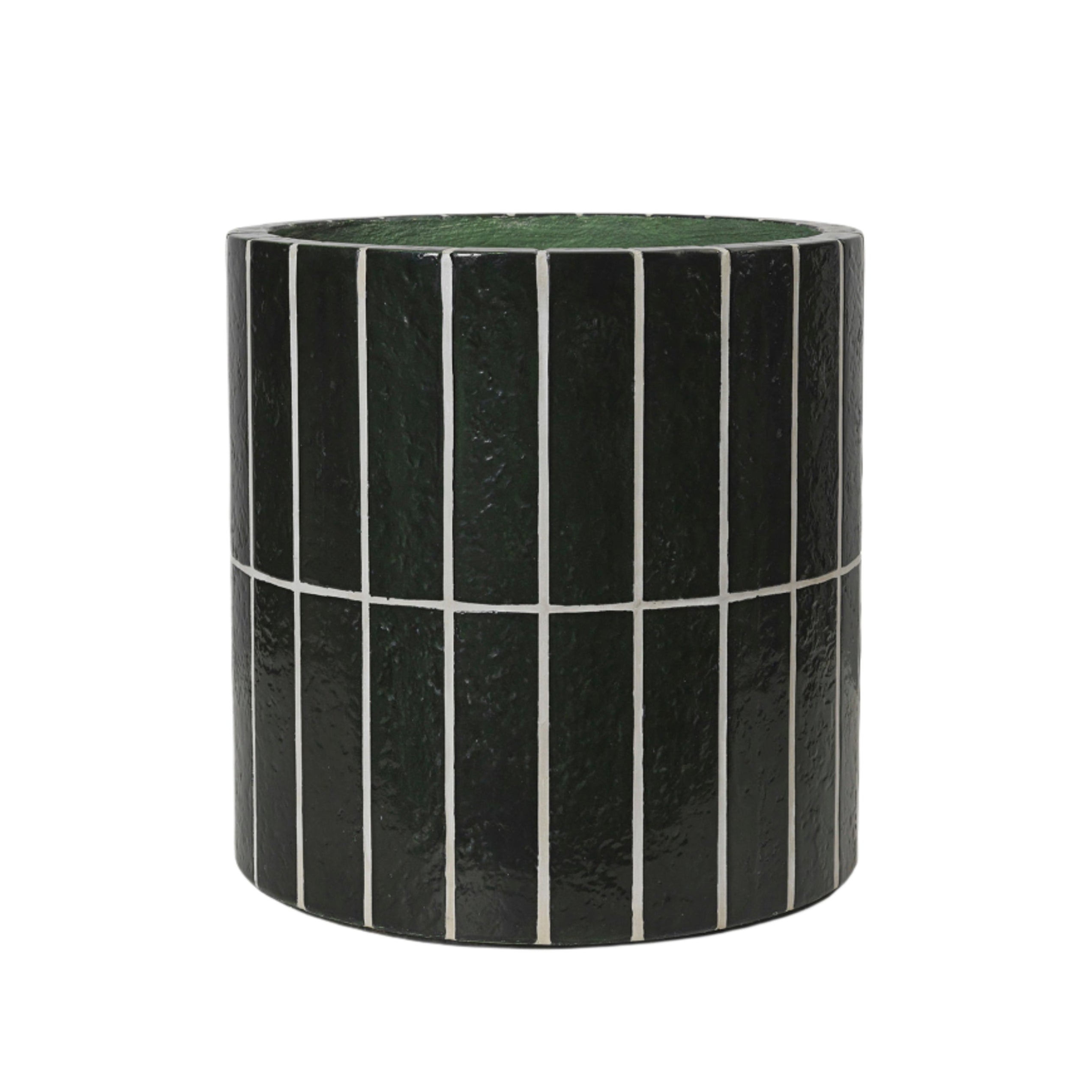 Donica PILLAR PLANT POT ciemnozielony beton z białym