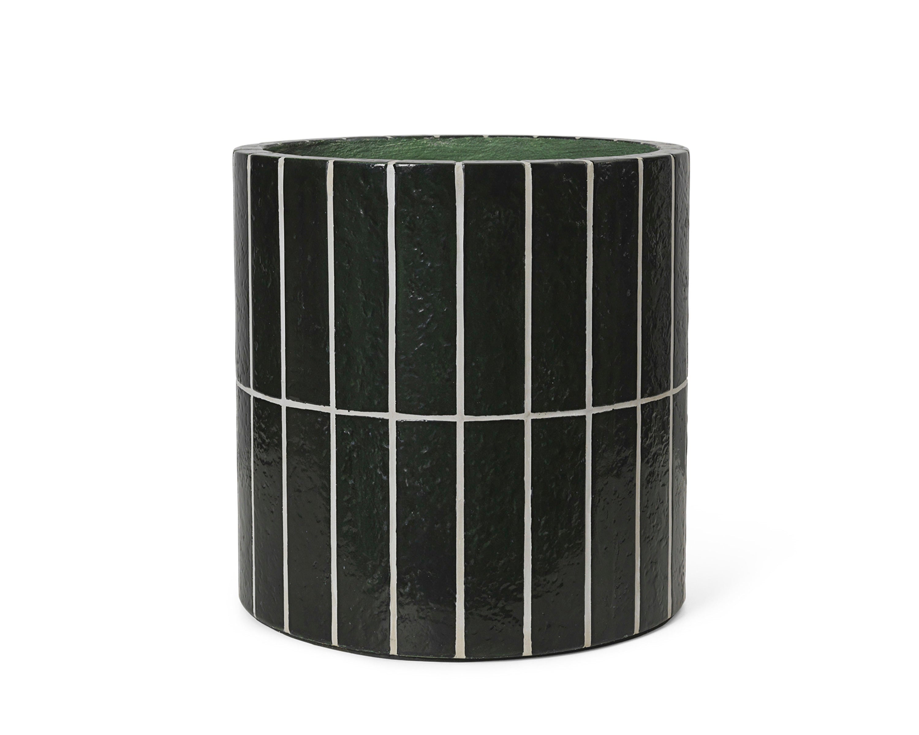 Donica PILLAR PLANT POT ciemnozielony beton z białym