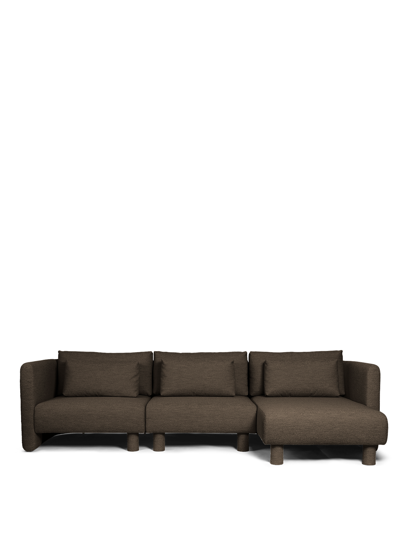 Sofa modułowa DASE - szezlong prawostronny Soft Bouclé ciemny brązowy