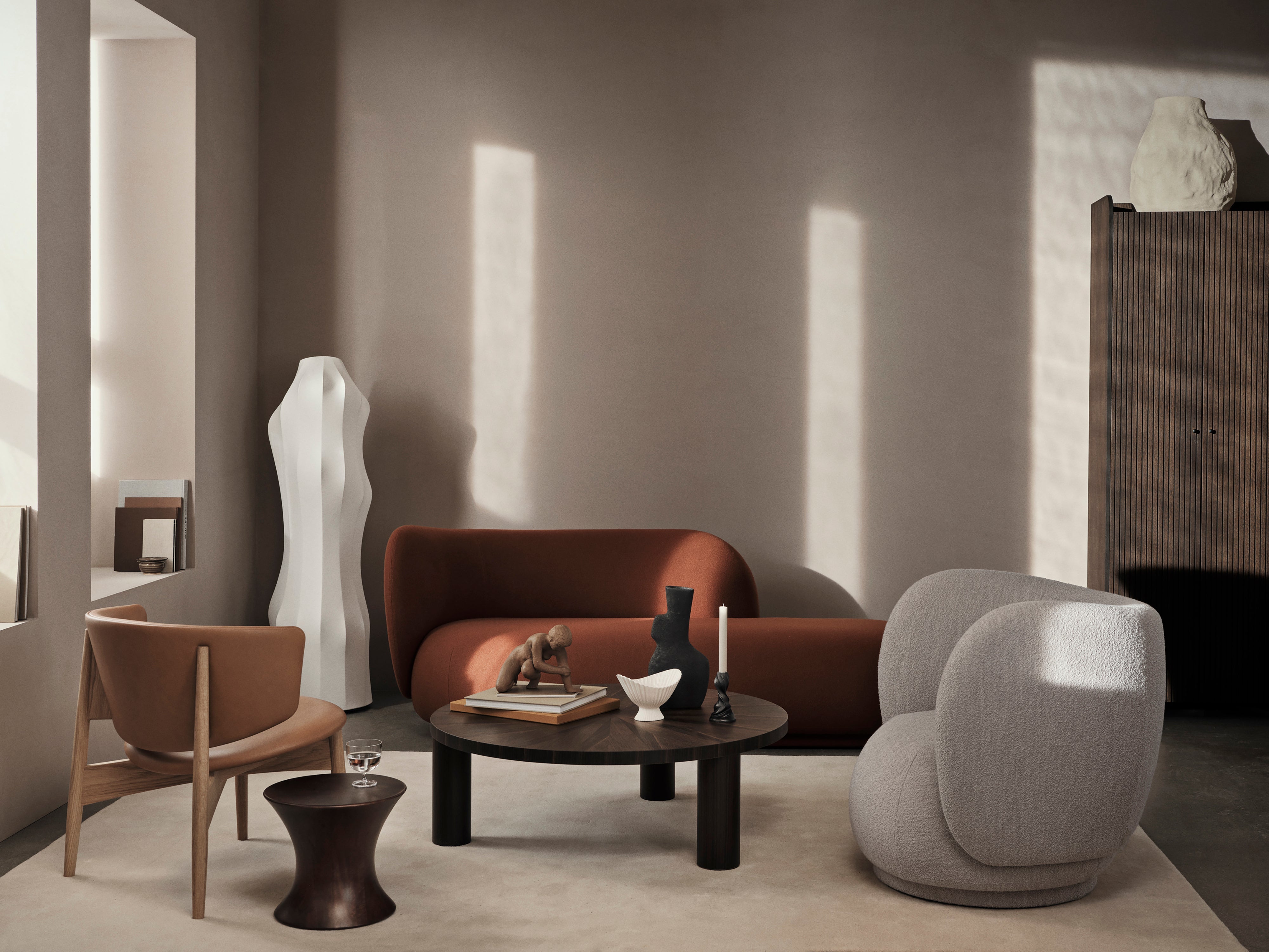 Rechte Sofa Rico Divan Boucle gebrochen weiß