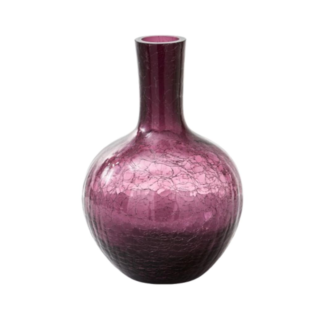 Wazon CRACKLED GLASS ciemny fioletowy