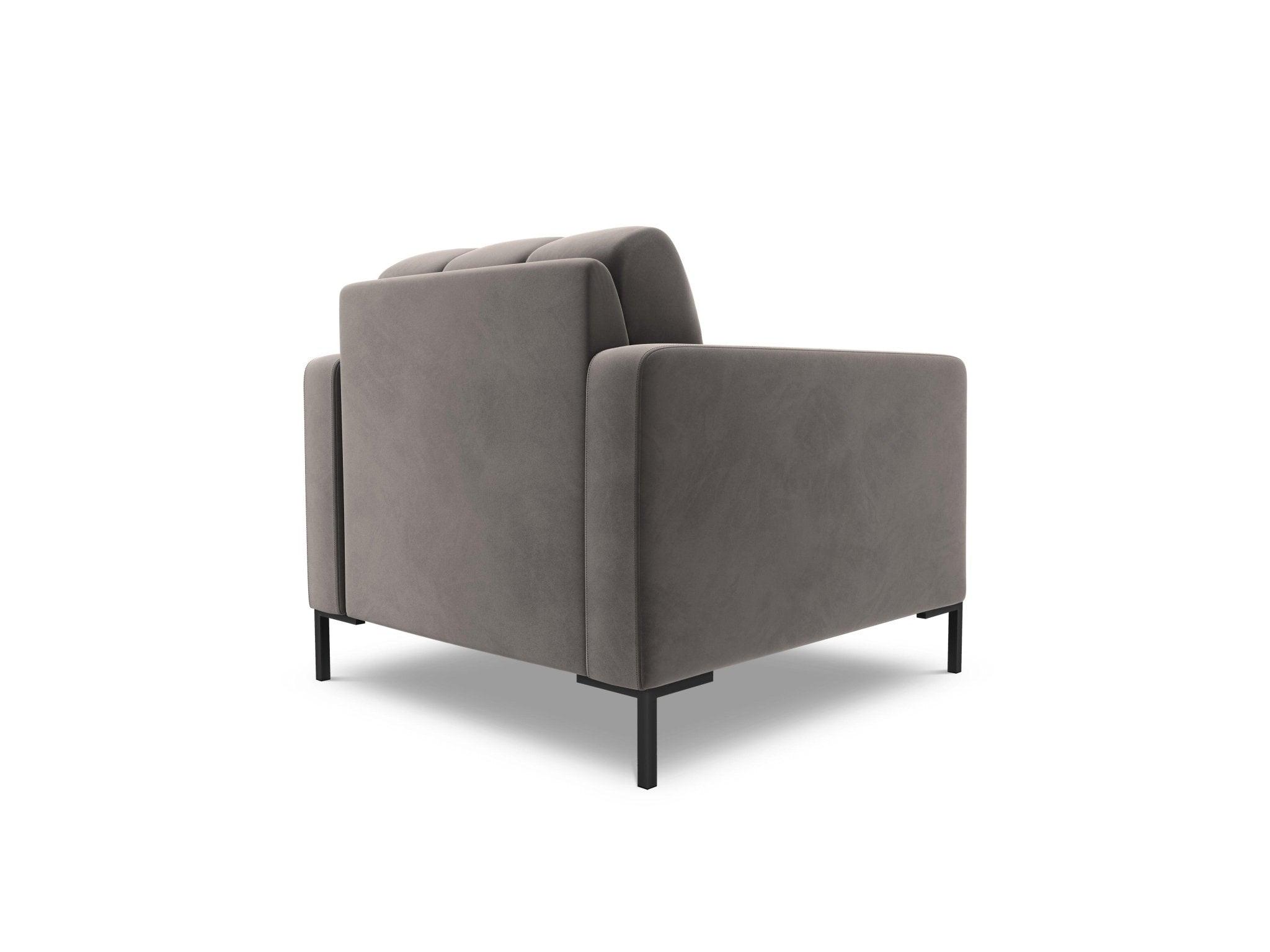 Fotel aksamitny BALI jasnoszary z czarną podstawą Cosmopolitan Design Eye on Design