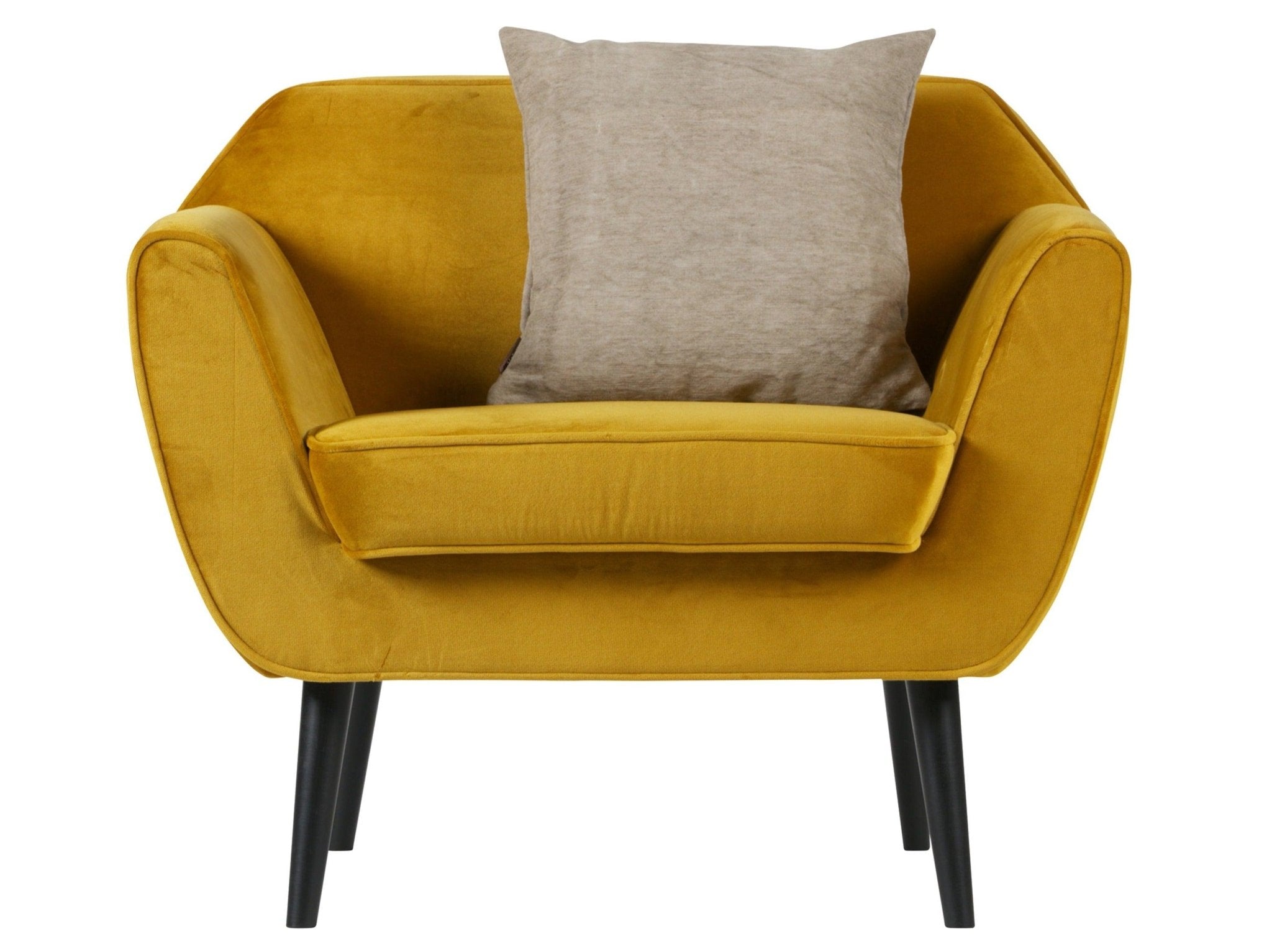 Fotel aksamitny ROCCO musztardowy Woood Eye on Design