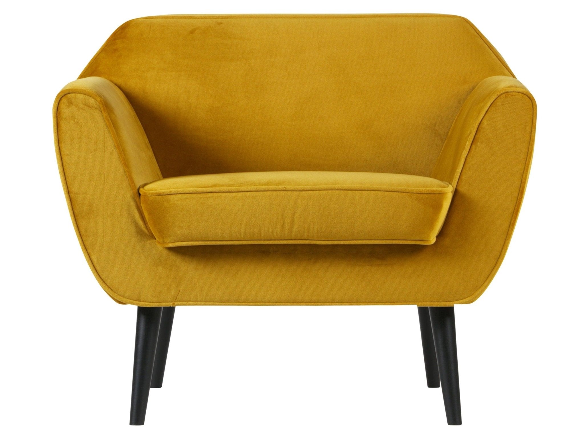 Fotel aksamitny ROCCO musztardowy Woood Eye on Design