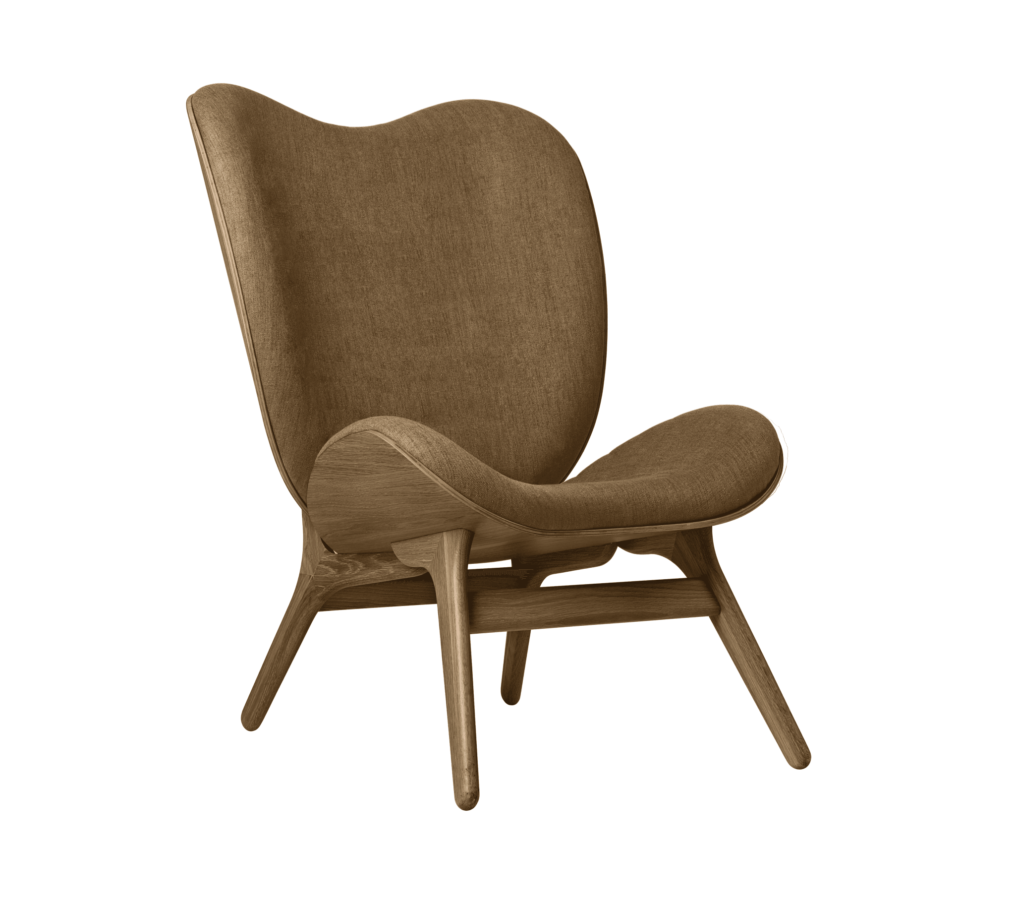 Fotel CONVERSATION PIECE TALL karmelowy z ciemno dębową podstawą UMAGE Eye on Design
