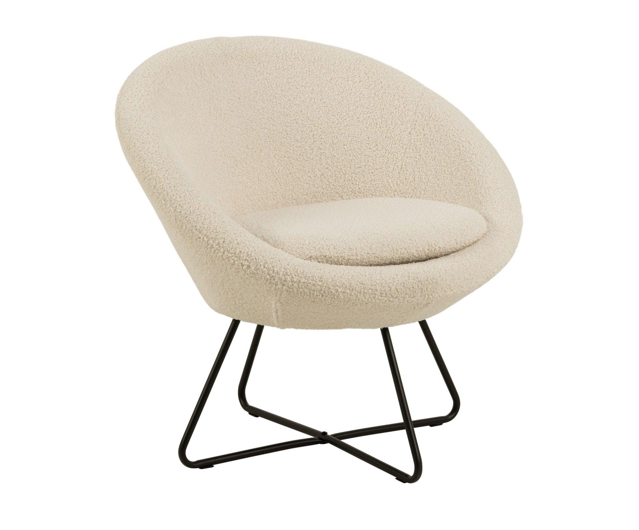 Fotel FELIX boucle kremowy z czarną podstawą Actona Eye on Design
