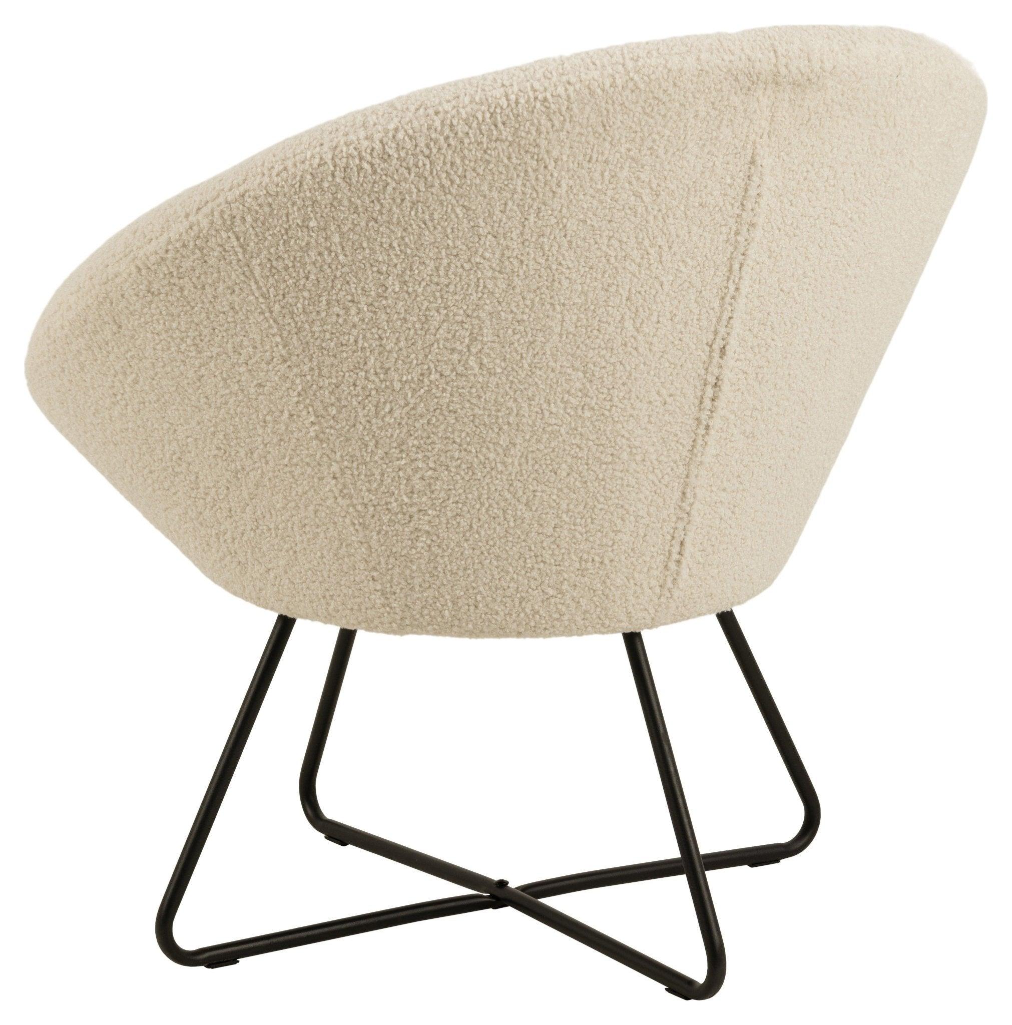 Fotel FELIX boucle kremowy z czarną podstawą Actona Eye on Design