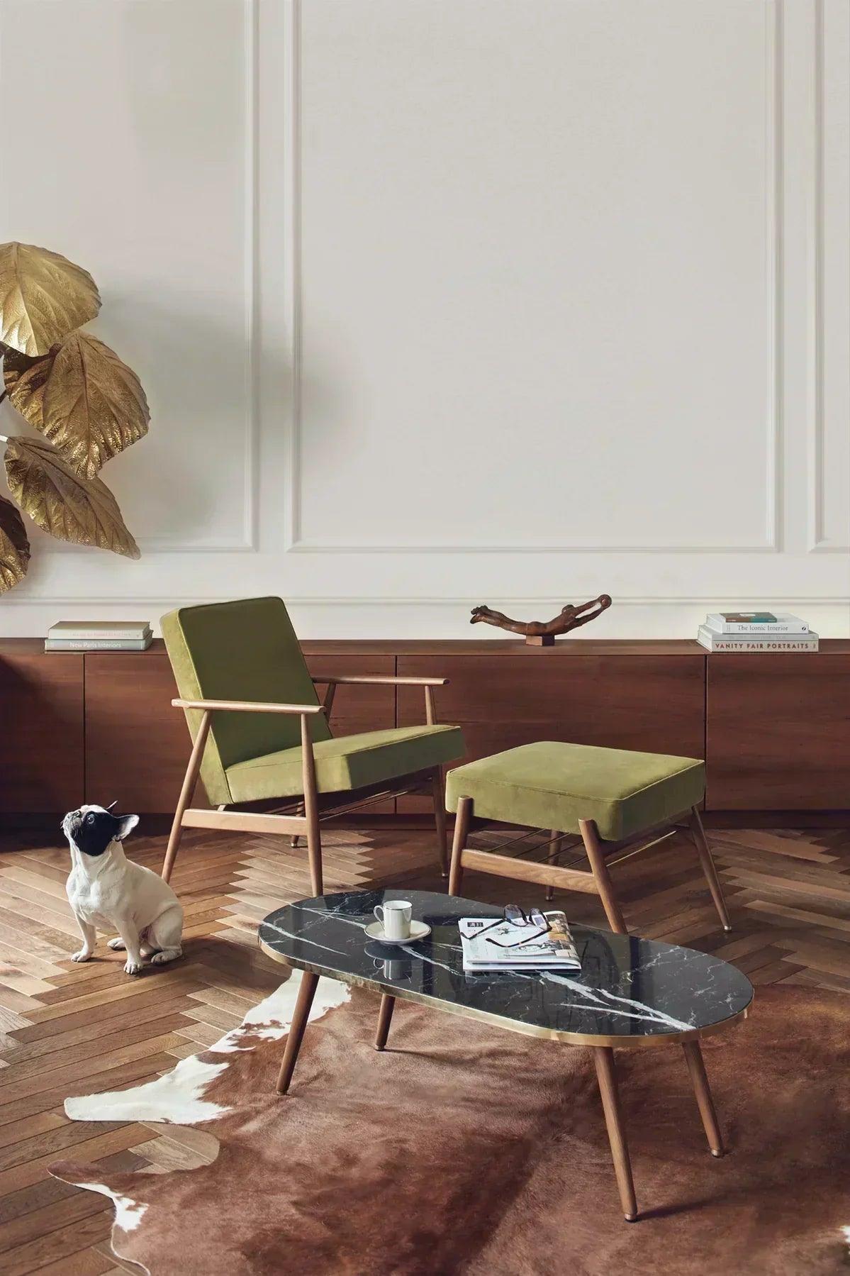 Fotel FOX żółty w tkaninie Marble Mustard 366 concept Eye on Design