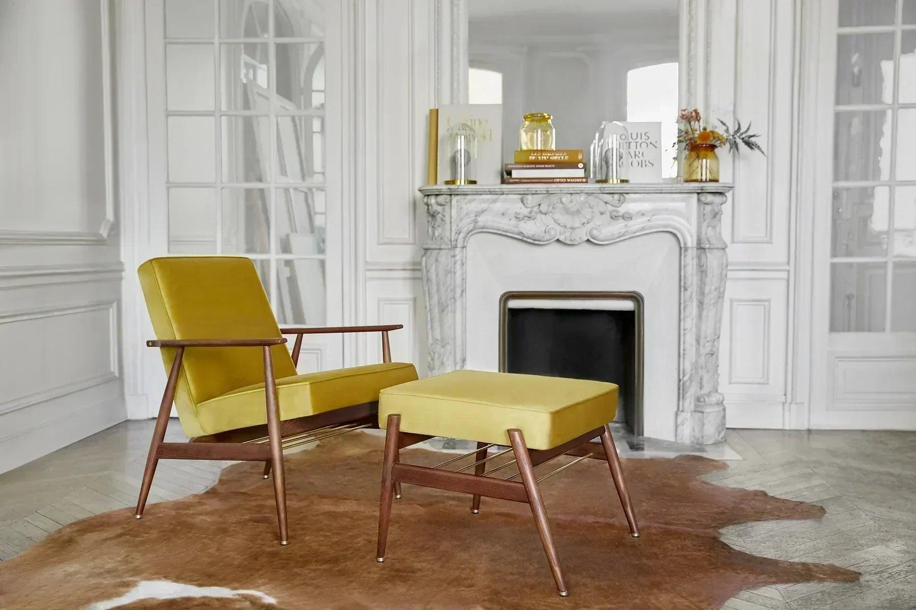 Fotel FOX żółty w tkaninie Marble Mustard 366 concept Eye on Design