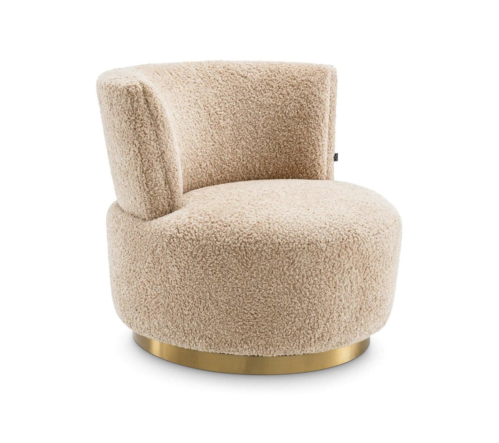 Fotel obrotowy futrzany ALONSO piaskowy Eichholtz Eye on Design
