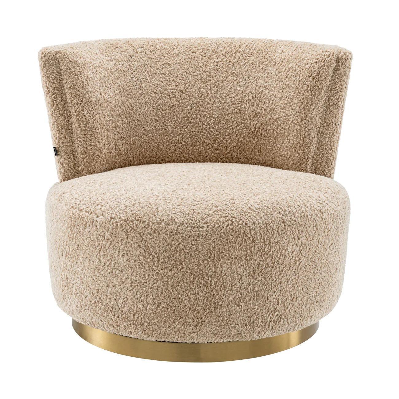 Fotel obrotowy futrzany ALONSO piaskowy Eichholtz Eye on Design