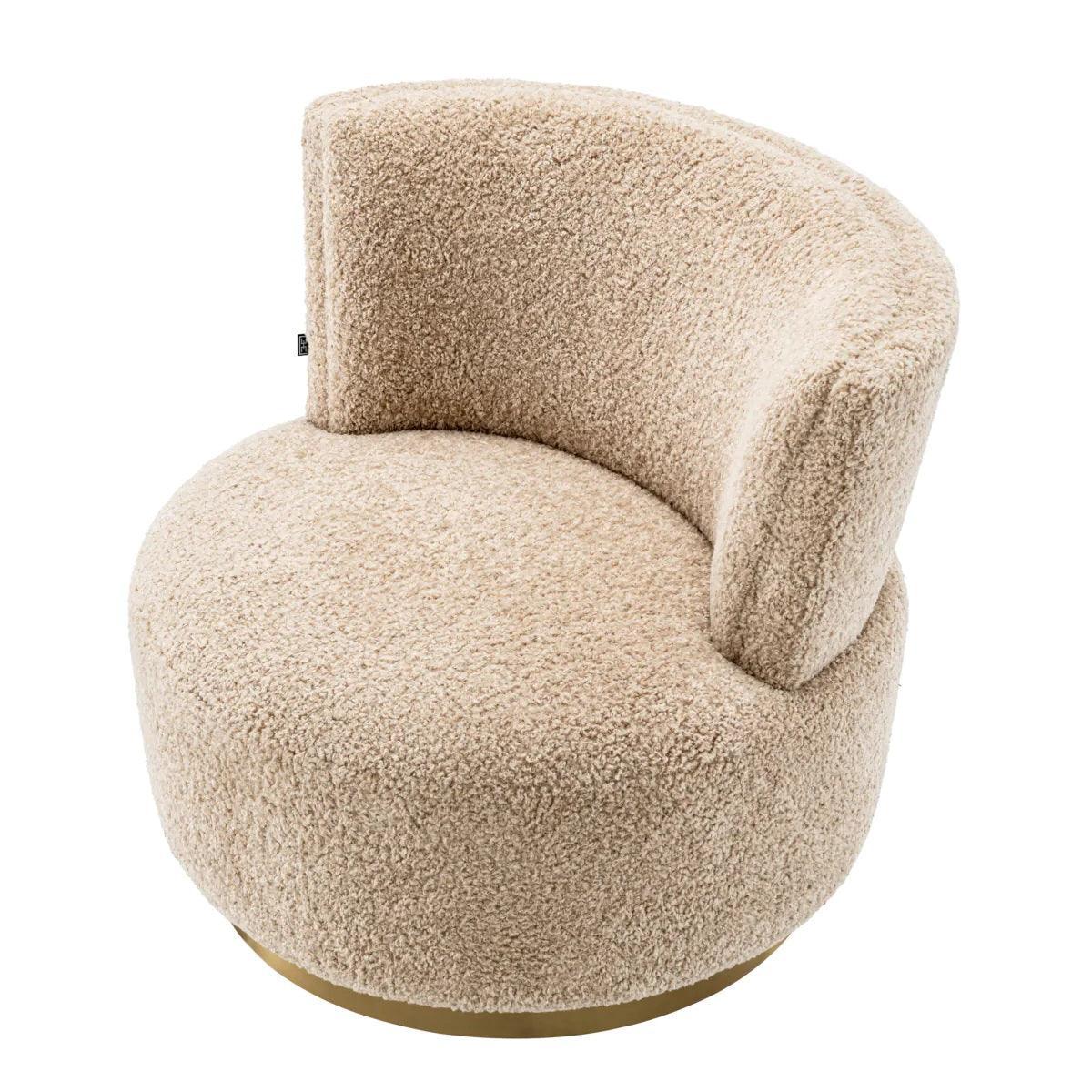 Fotel obrotowy futrzany ALONSO piaskowy Eichholtz Eye on Design