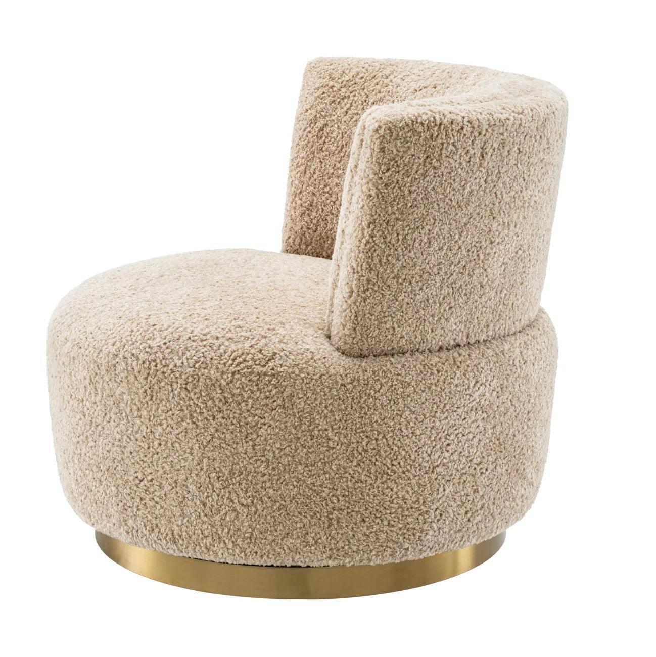 Fotel obrotowy futrzany ALONSO piaskowy Eichholtz Eye on Design