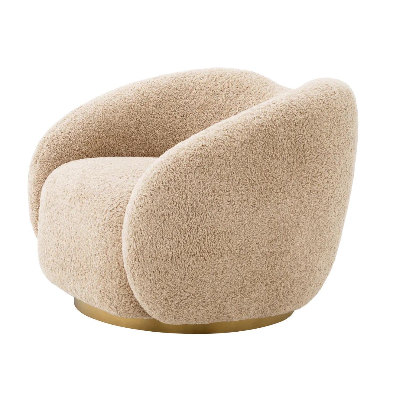 Fotel obrotowy futrzany DIEGO piaskowy Eichholtz Eye on Design