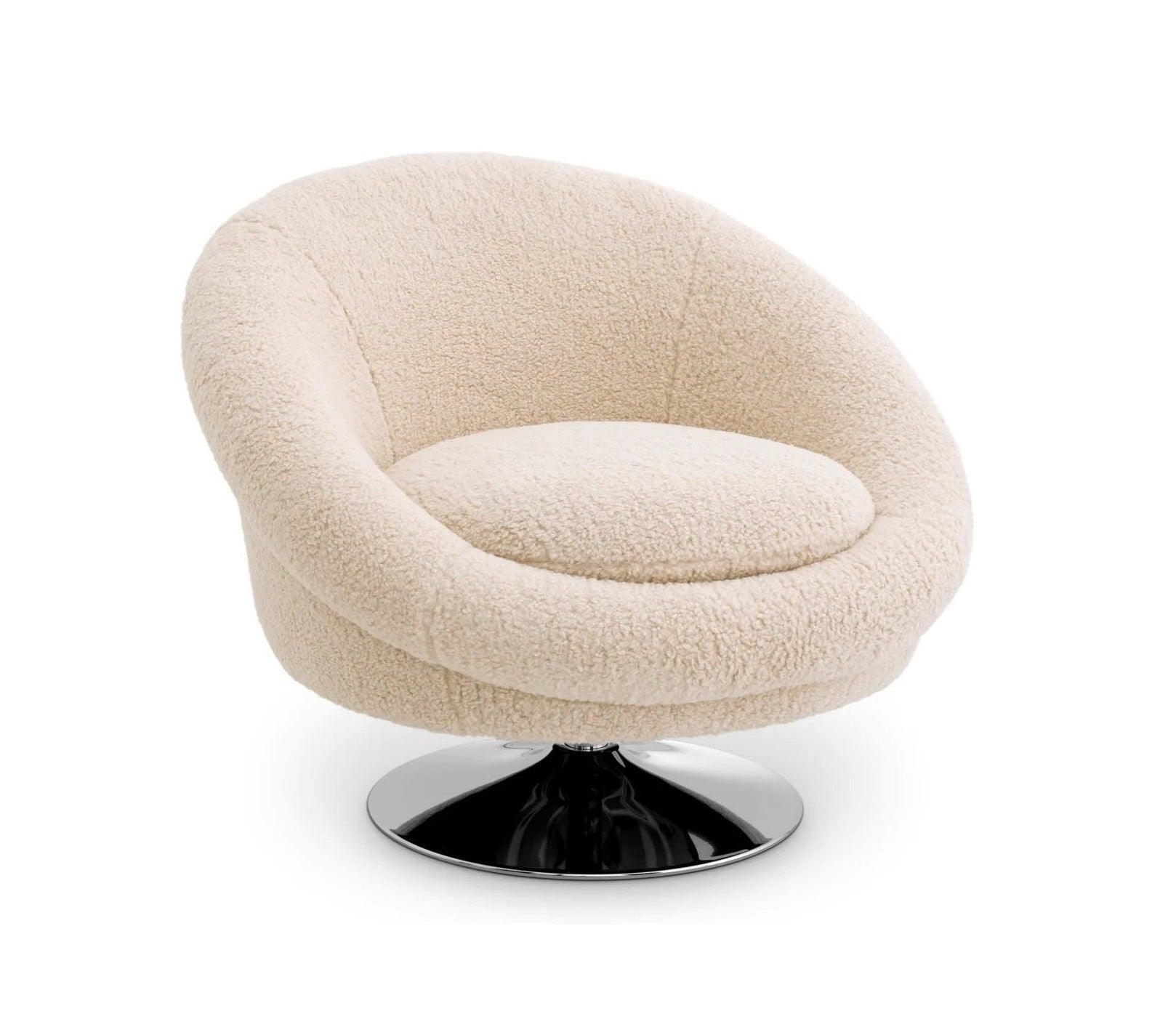Fotel obrotowy futrzany NEMO kremowy Eichholtz Eye on Design