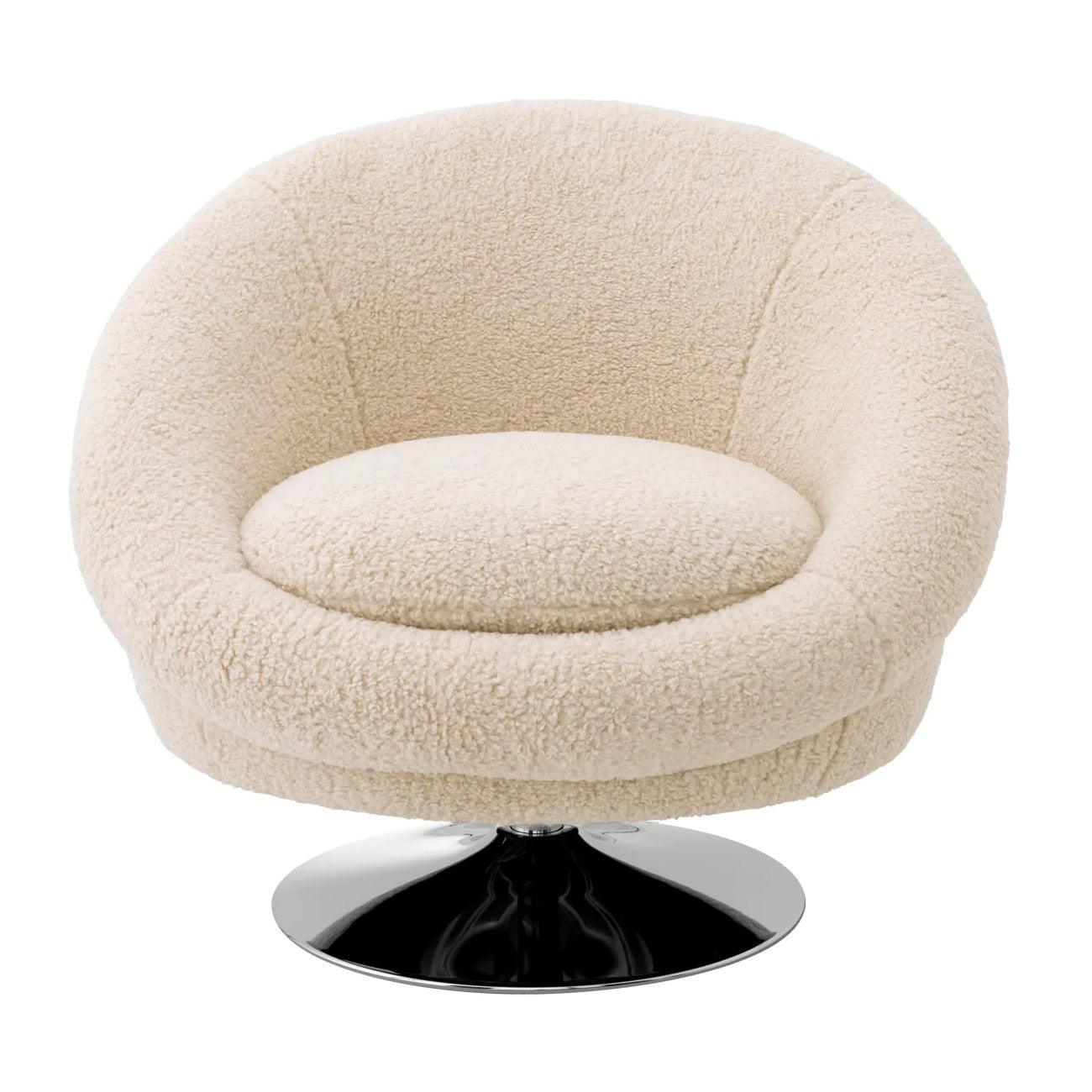 Fotel obrotowy futrzany NEMO kremowy Eichholtz Eye on Design
