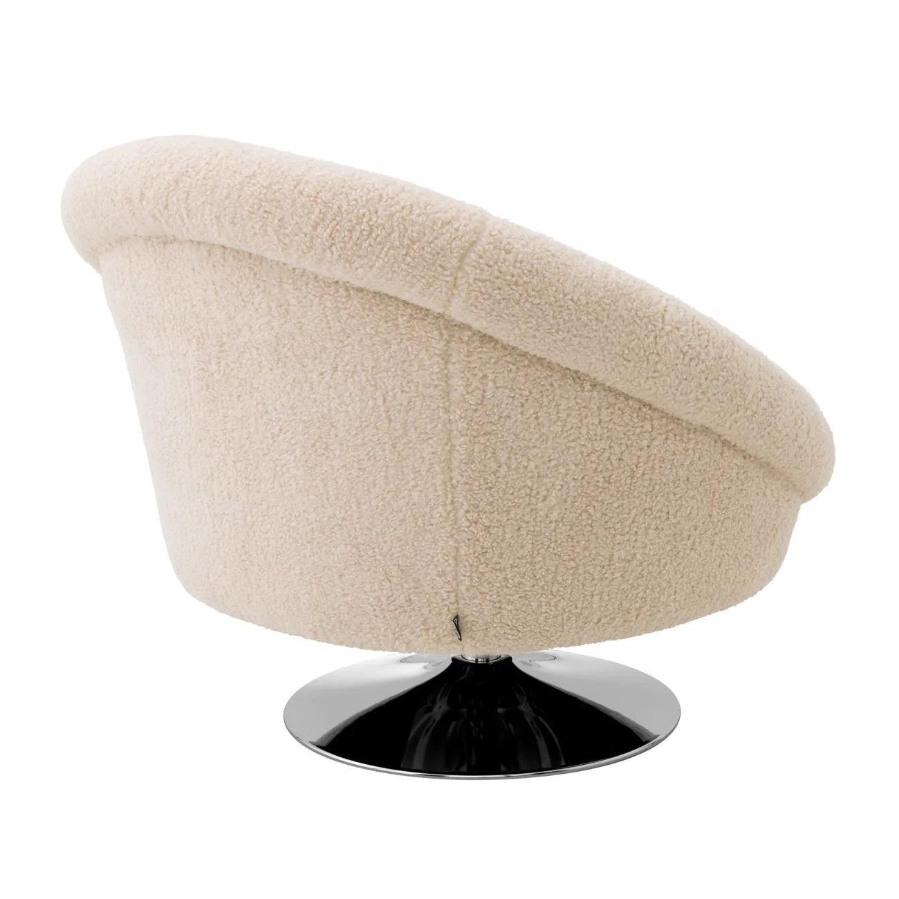 Fotel obrotowy futrzany NEMO kremowy Eichholtz Eye on Design