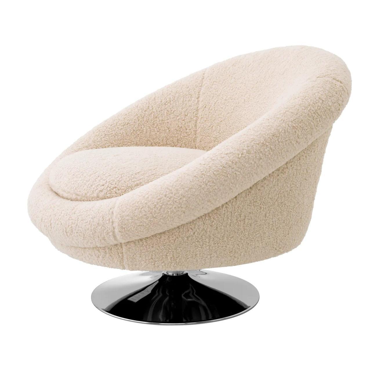 Fotel obrotowy futrzany NEMO kremowy Eichholtz Eye on Design