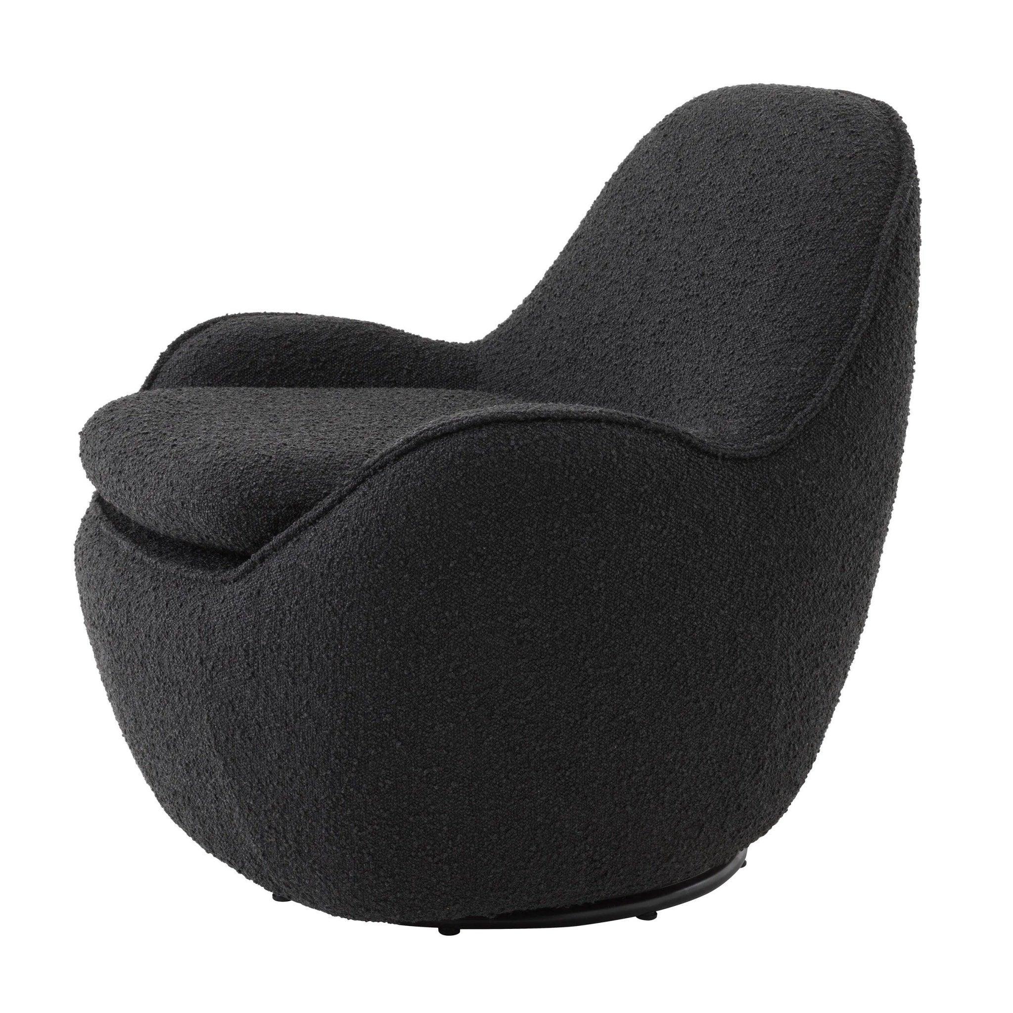 Fotel obrotowy w tkaninie boucle CUPIDO czarny Eichholtz Eye on Design