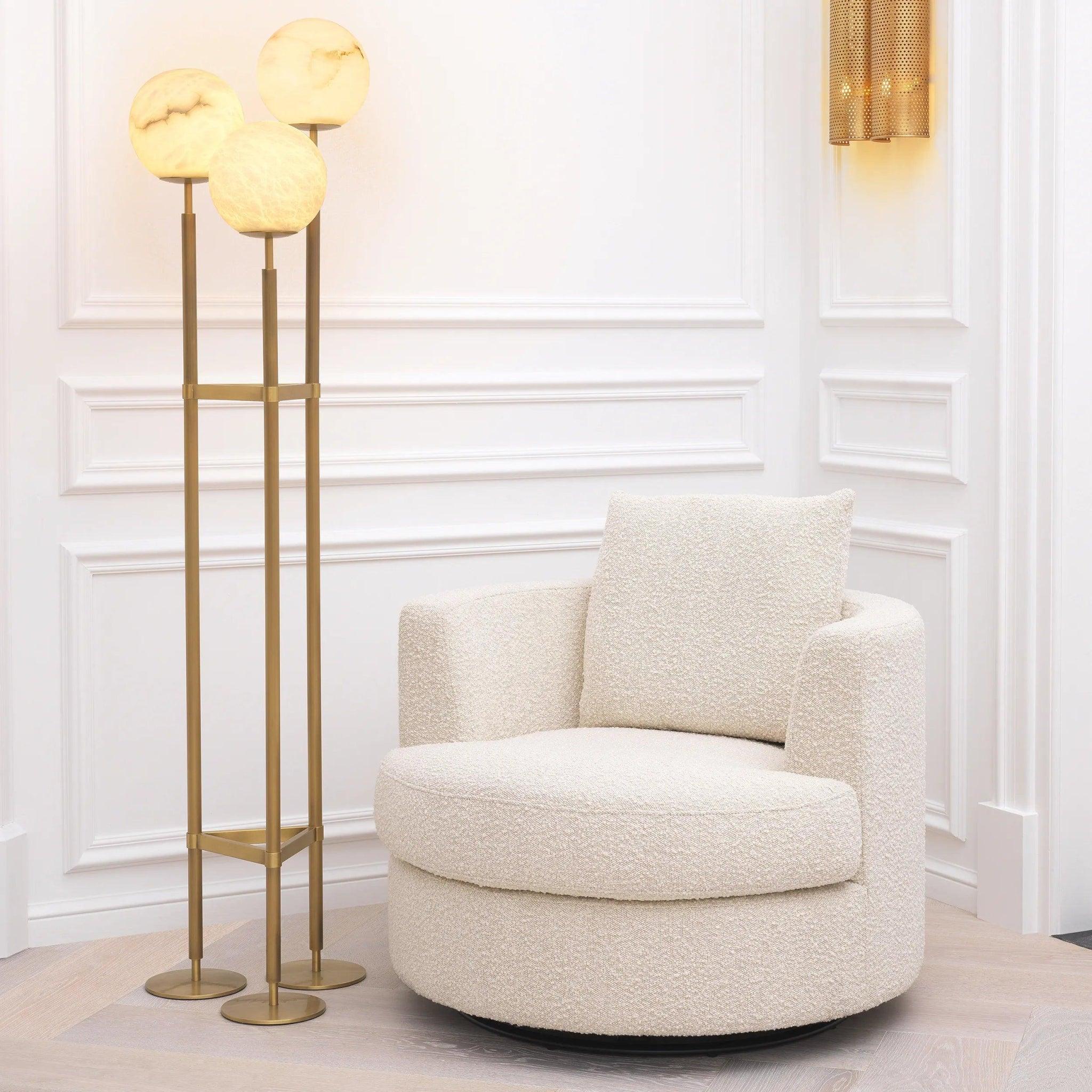 Fotel obrotowy w tkaninie boucle FELIX kremowy Eichholtz Eye on Design
