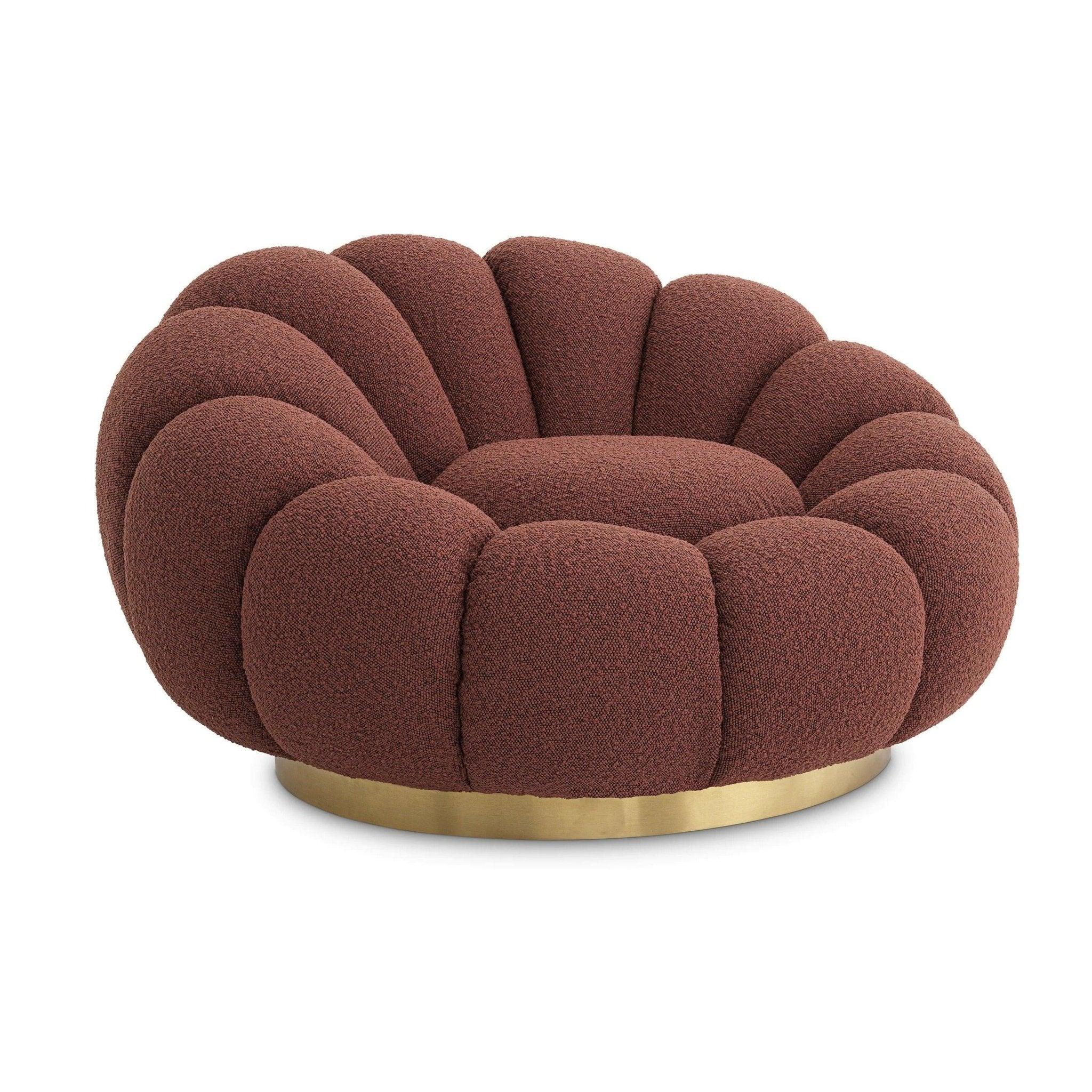 Fotel obrotowy w tkaninie boucle MELLO bordowy Eichholtz Eye on Design