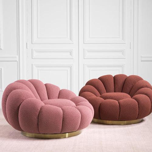 Fotel obrotowy w tkaninie boucle MELLO bordowy Eichholtz Eye on Design