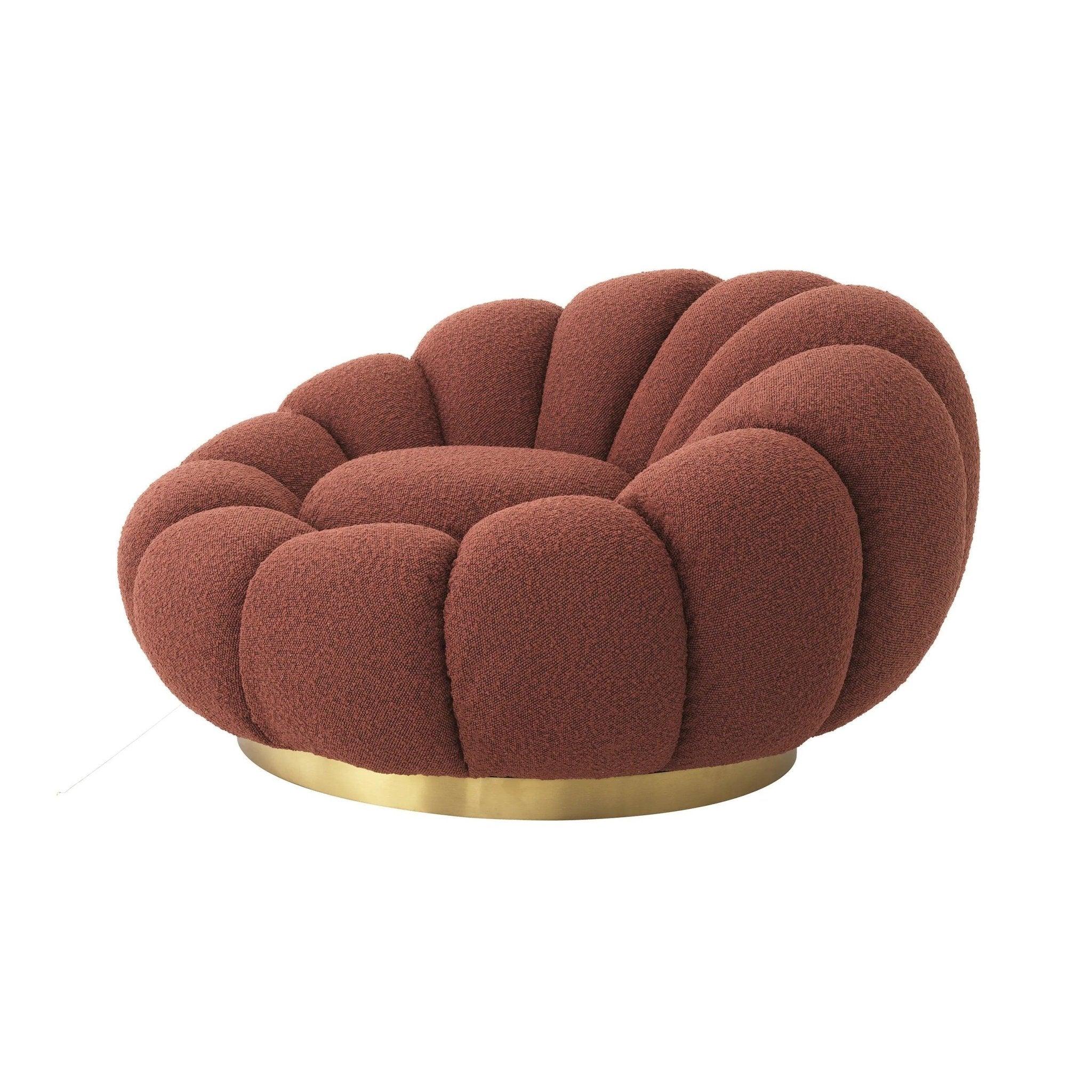 Fotel obrotowy w tkaninie boucle MELLO bordowy Eichholtz Eye on Design