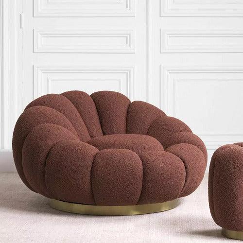 Fotel obrotowy w tkaninie boucle MELLO bordowy Eichholtz Eye on Design