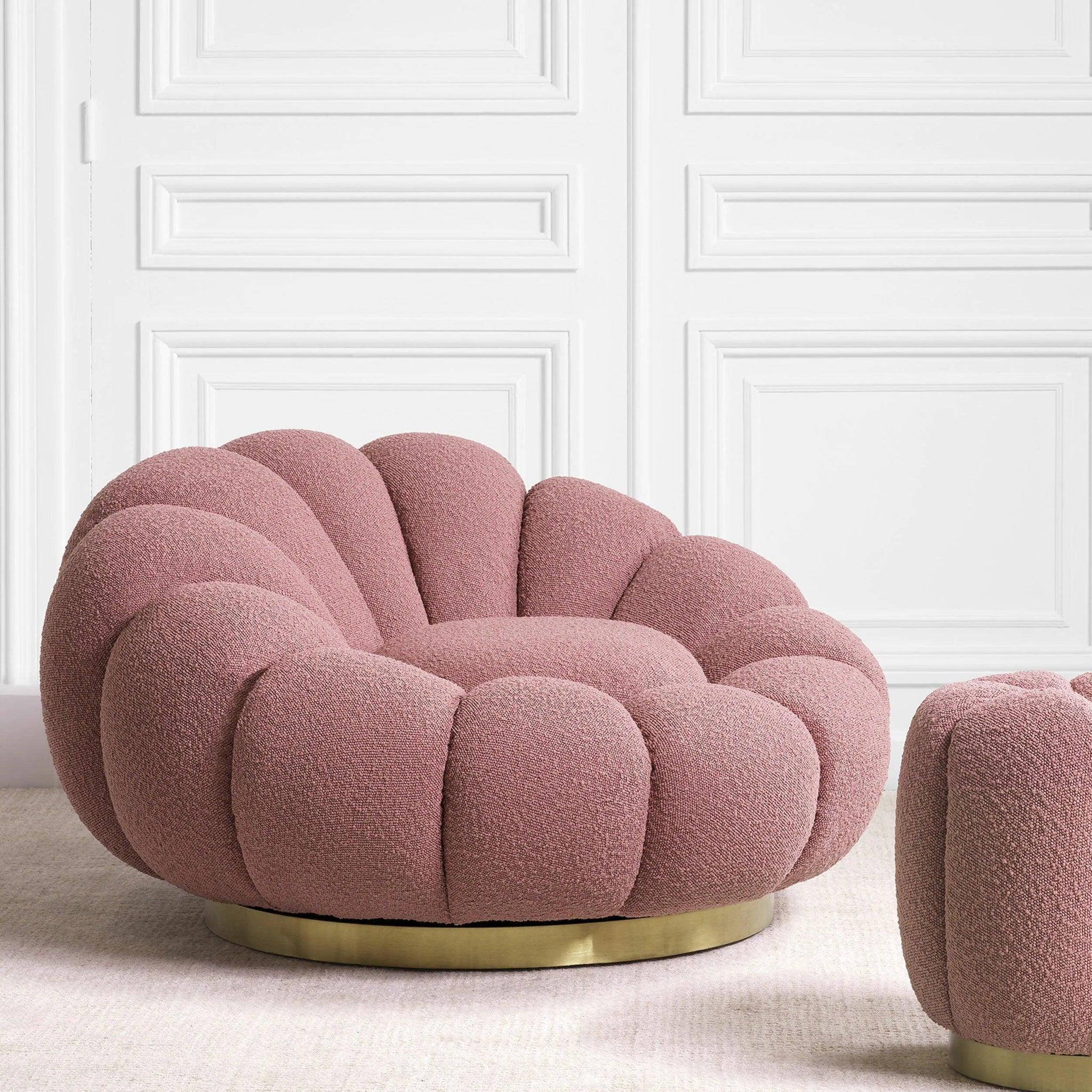 Fotel obrotowy w tkaninie boucle MELLO różowy Eichholtz Eye on Design