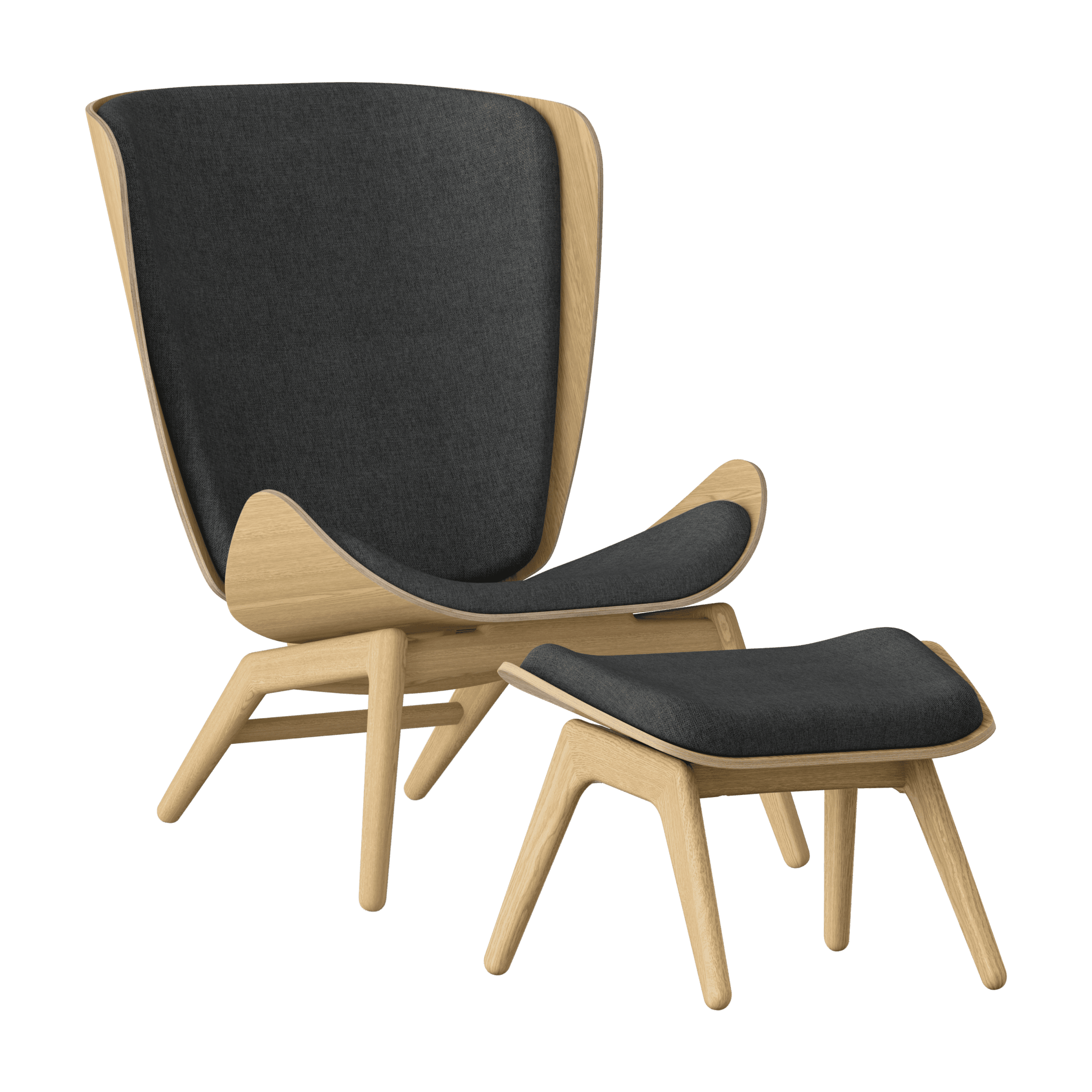 Fotel READER antracytowy z dębową podstawą UMAGE Eye on Design