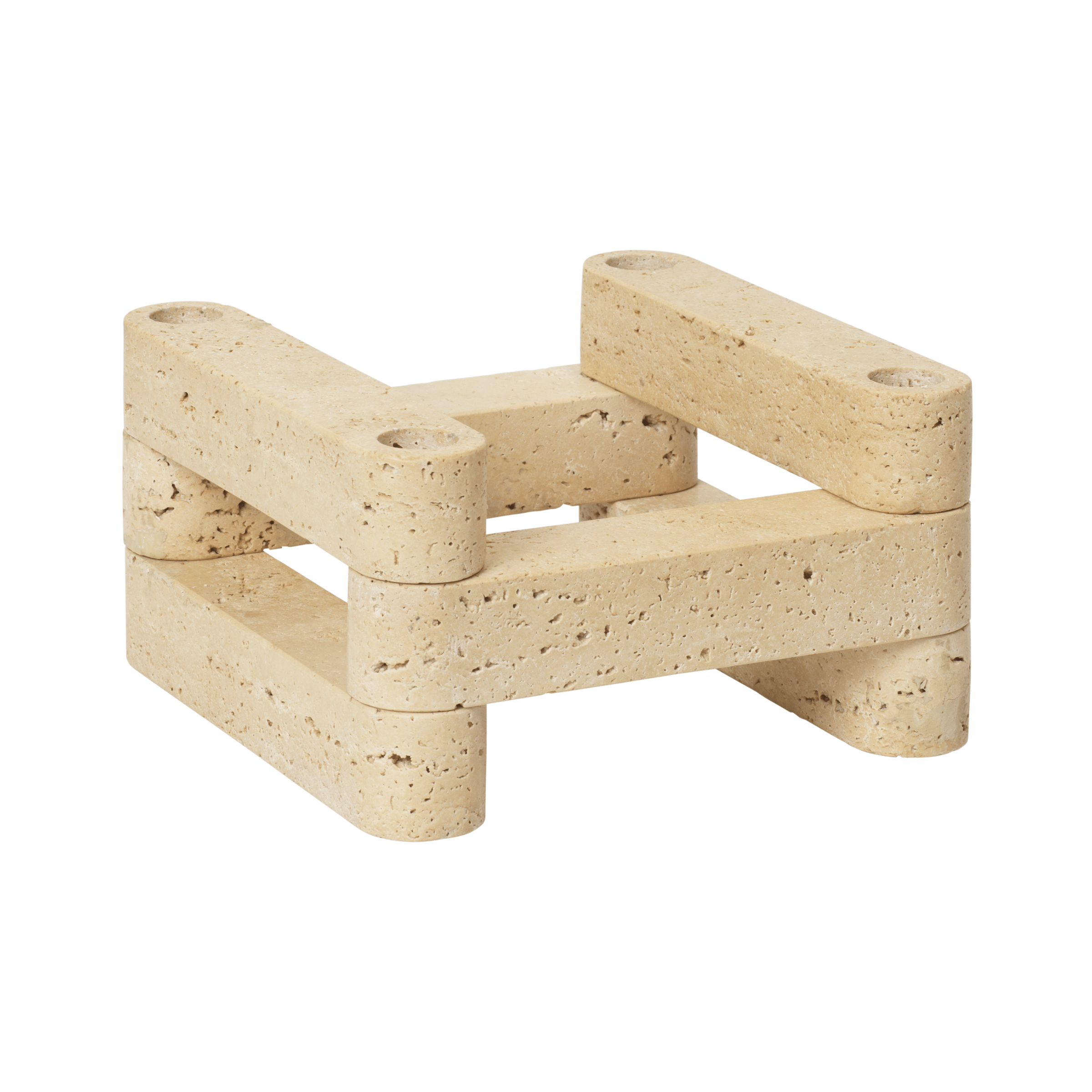 NEWEL modular candle holder travertine