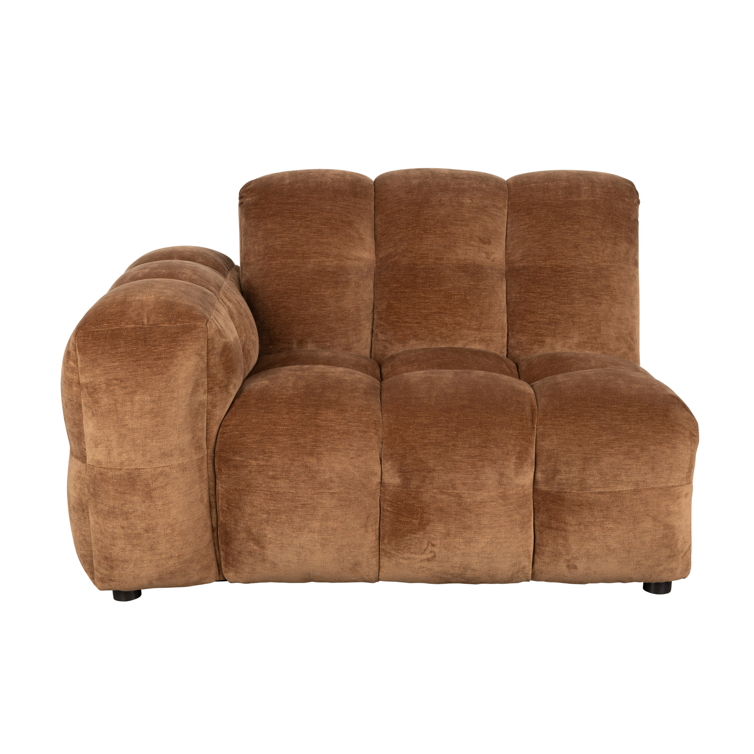 Sofa modułowa HACKMAN - element końcowy lewostronny koniakowy welur