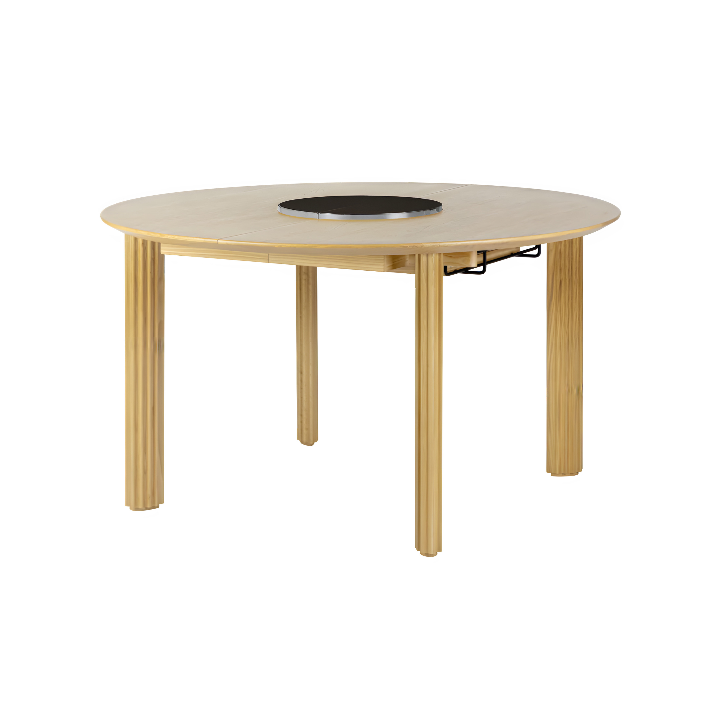 Ausziehbarer runder Tisch COMFORT CIRCLE aus Eiche mit Stahlgestell