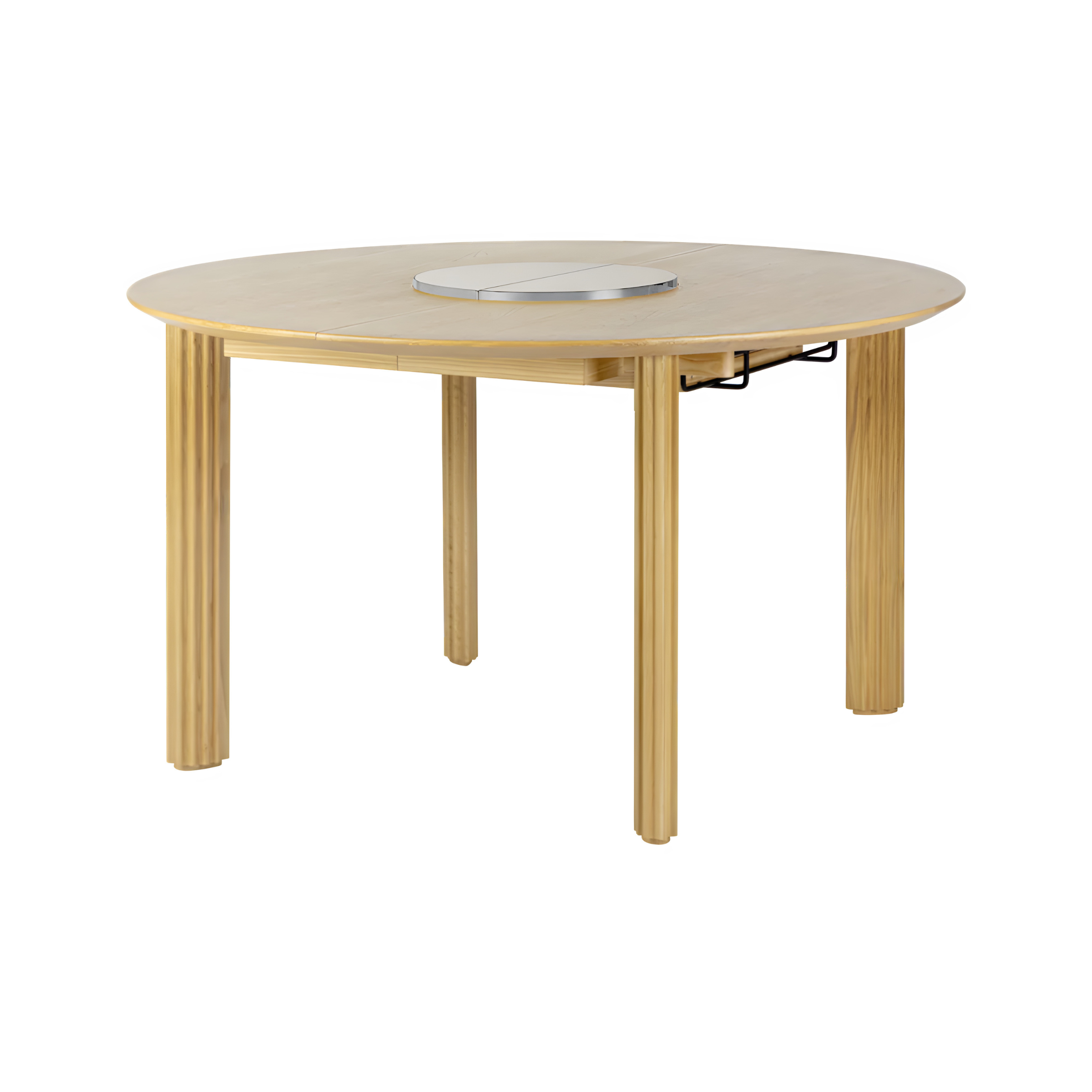 Ausziehbarer runder Tisch COMFORT CIRCLE aus Eiche mit Sockel aus weißem Stahl